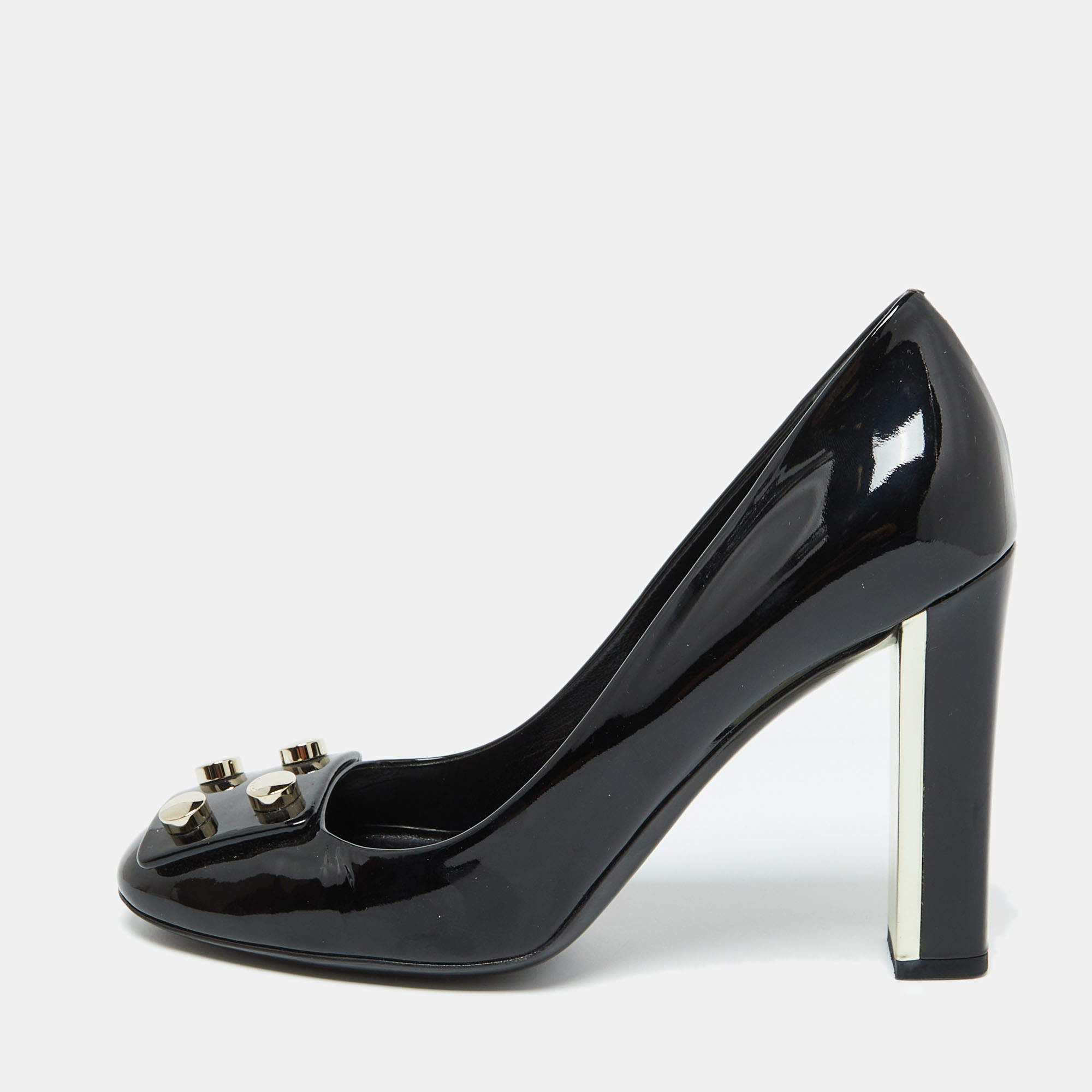 Gucci Black Patent Leather Round Toe Lifford Pumps Size 39