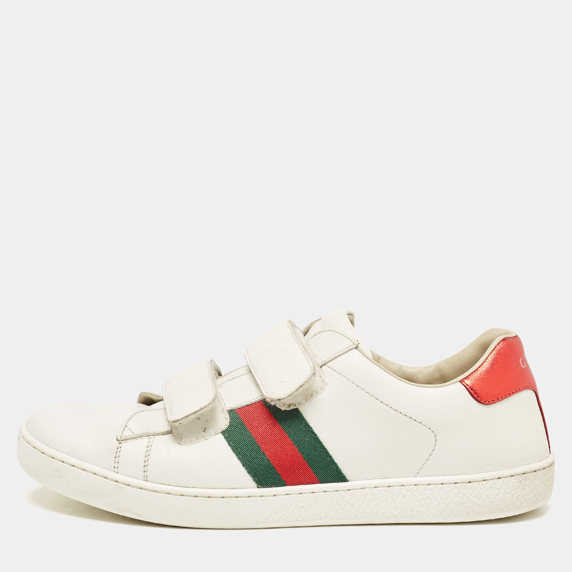 Pre Owned Gucci White Leather Ace Low Top Sneakers Size 38