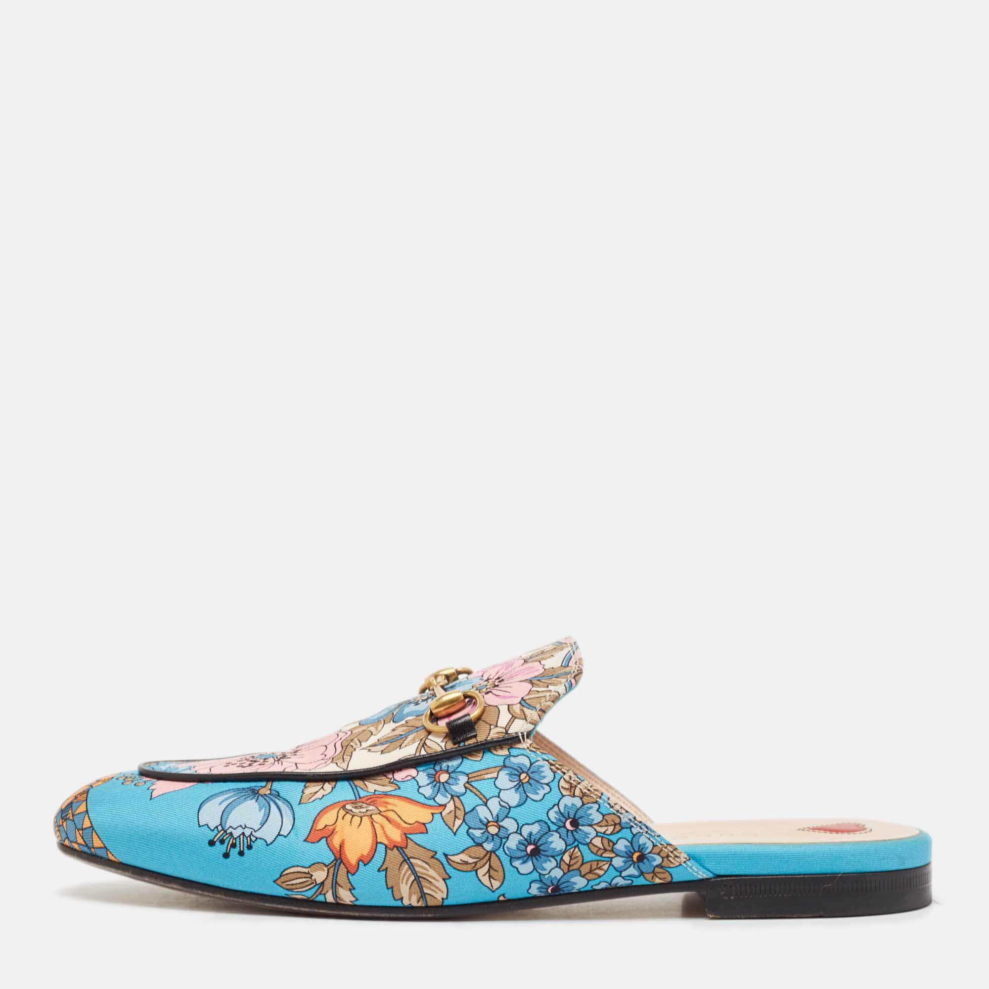 Gucci Multicolor Canvas Horsebit Princetown Mules Size 40
