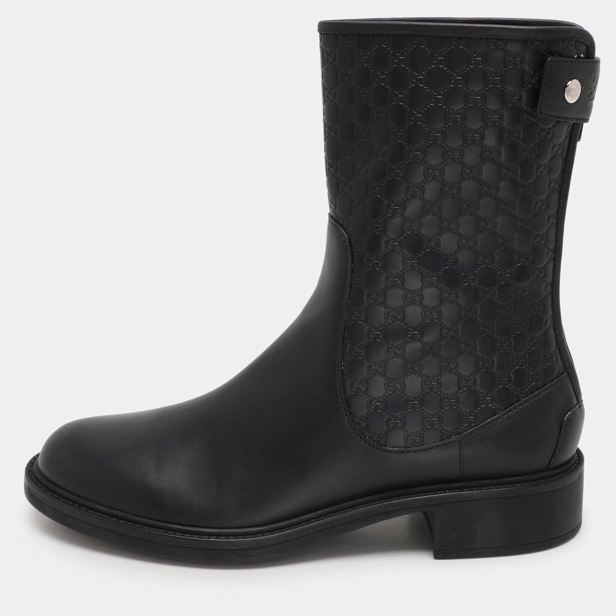Gucci Black Microguccissima Leather Calf Length Boots Size 38