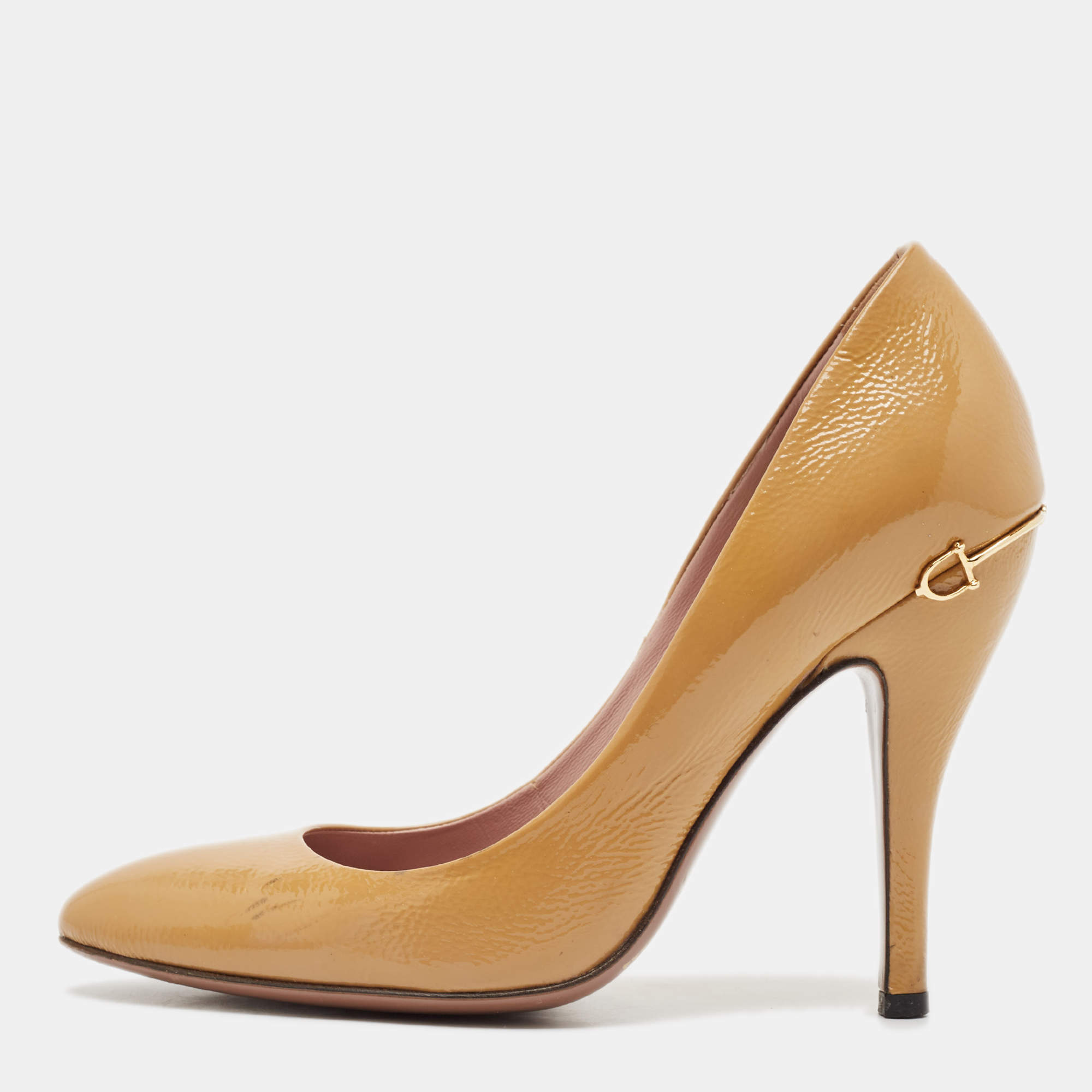 Gucci Dusty Pink Patent Leather Charlotte Pumps Size 37