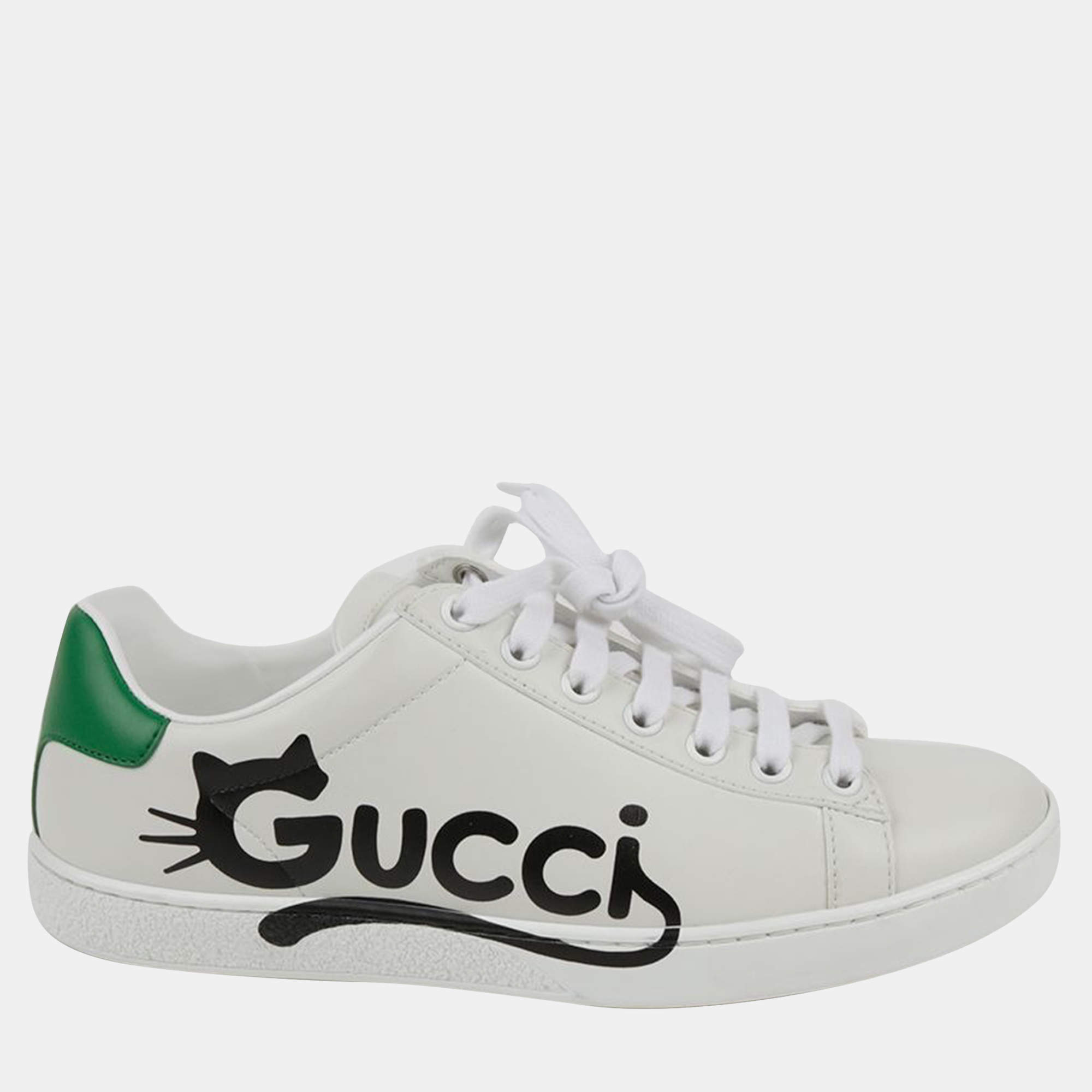 Gucci White Leather Ace Kitten Sneakers Size 35.5