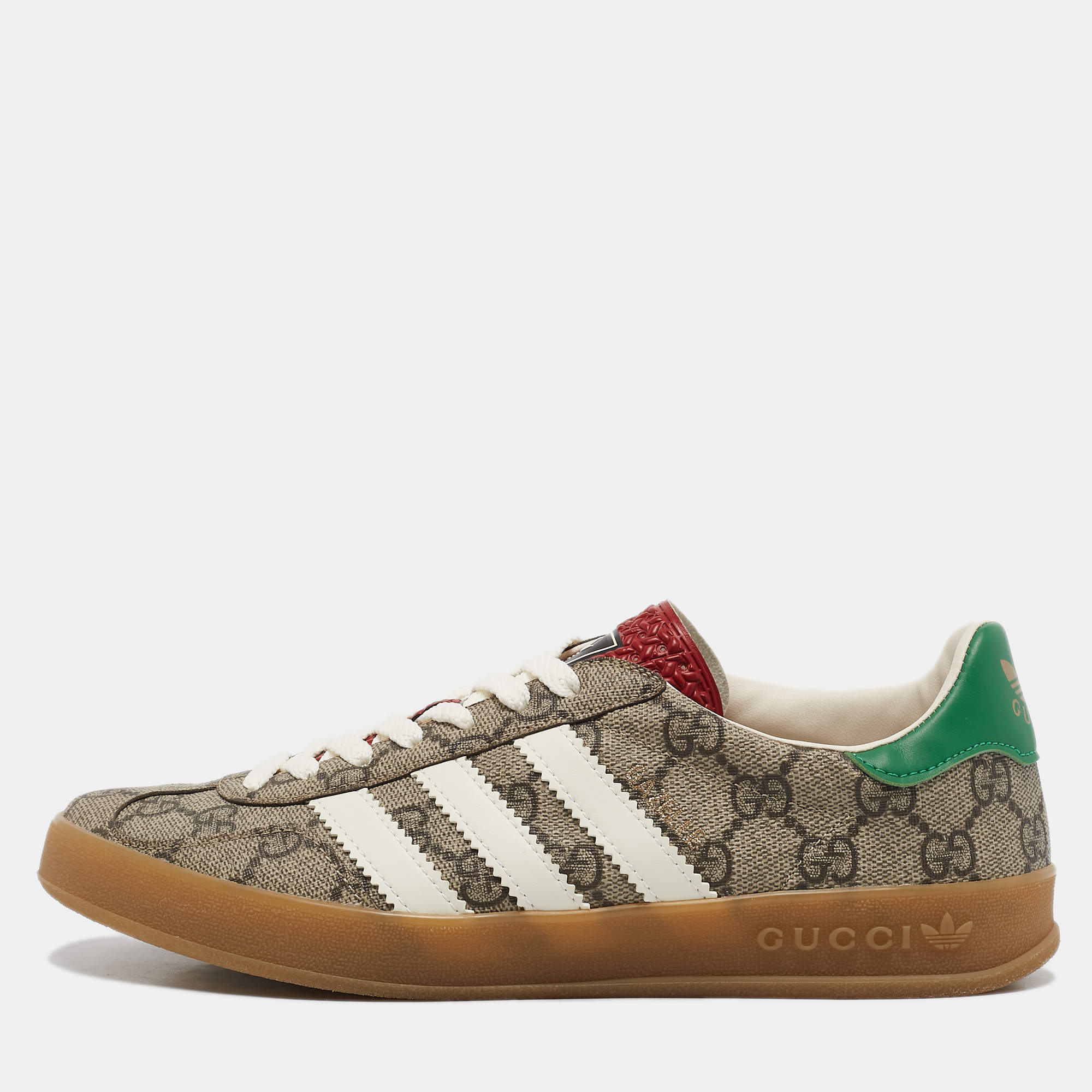 Gucci x Adidas Beige GG Supreme Canvas Gazelle Sneakers Size 38