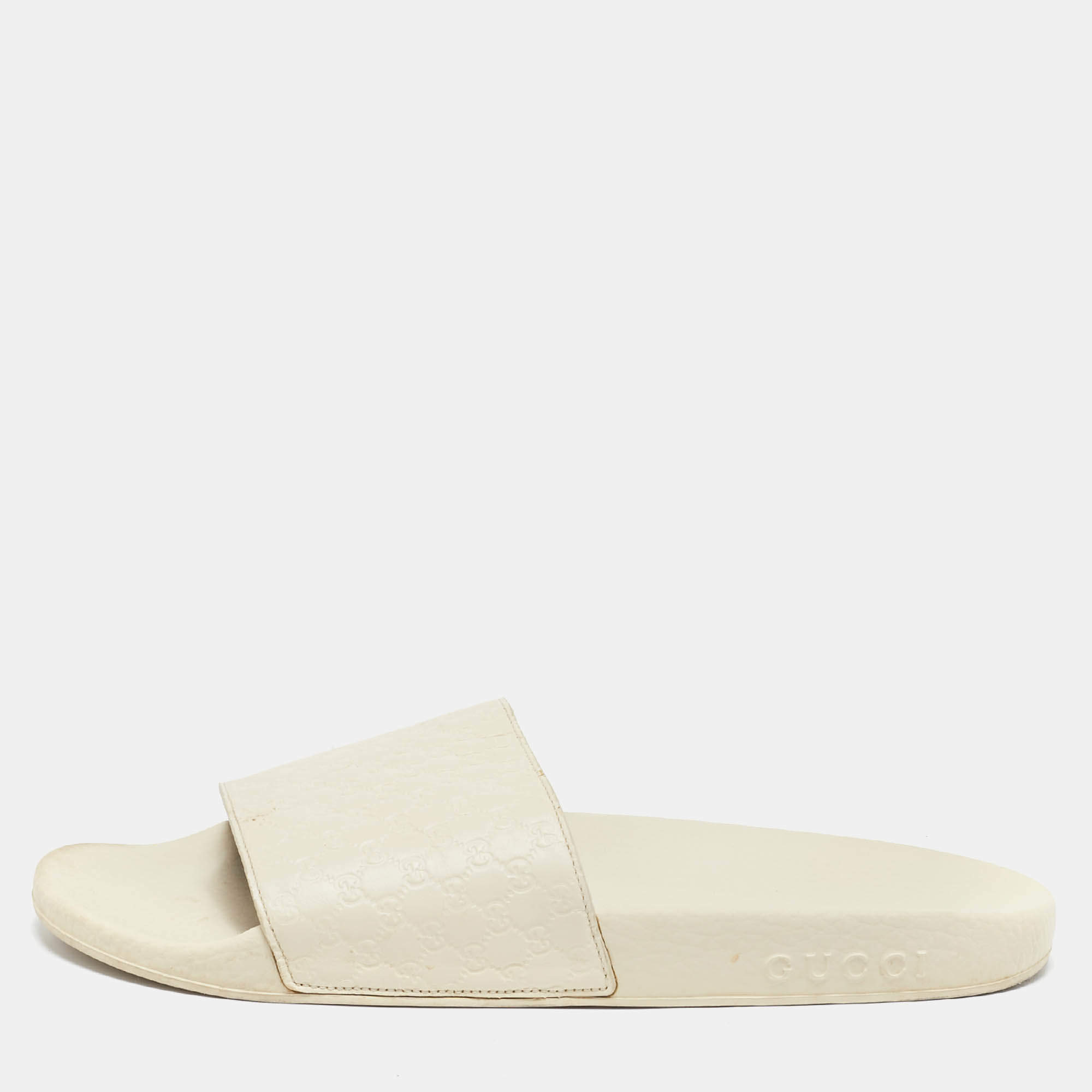 Gucci Cream Microguccissima Rubber Pool Flats Size 39