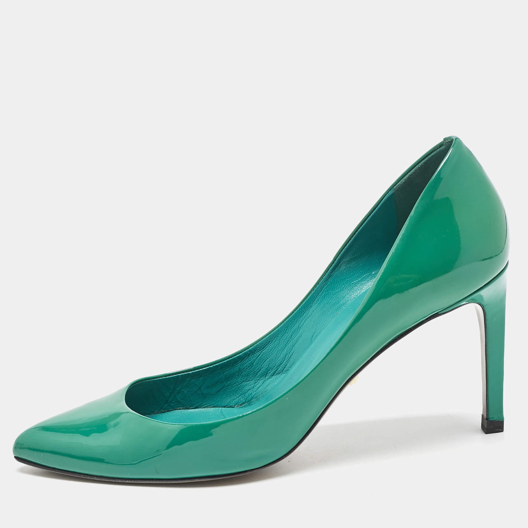 Gucci Green Patent Leather Pointed Toe Pumps Size 39