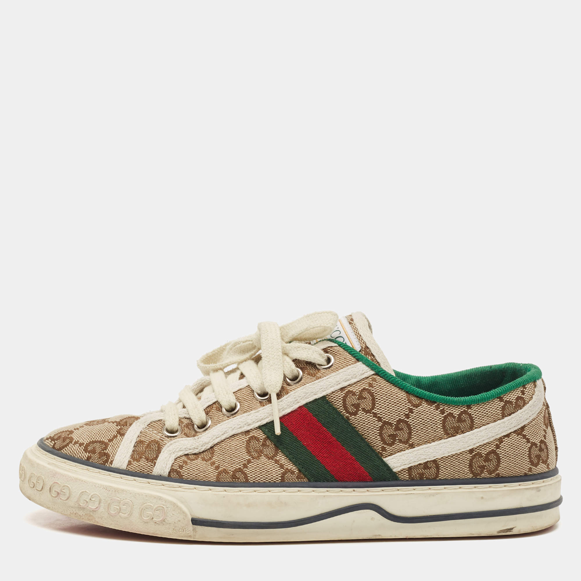 مملوكة مسبقًا Gucci Beige GG Canvas Tennis 1977 Sneakers Size 37