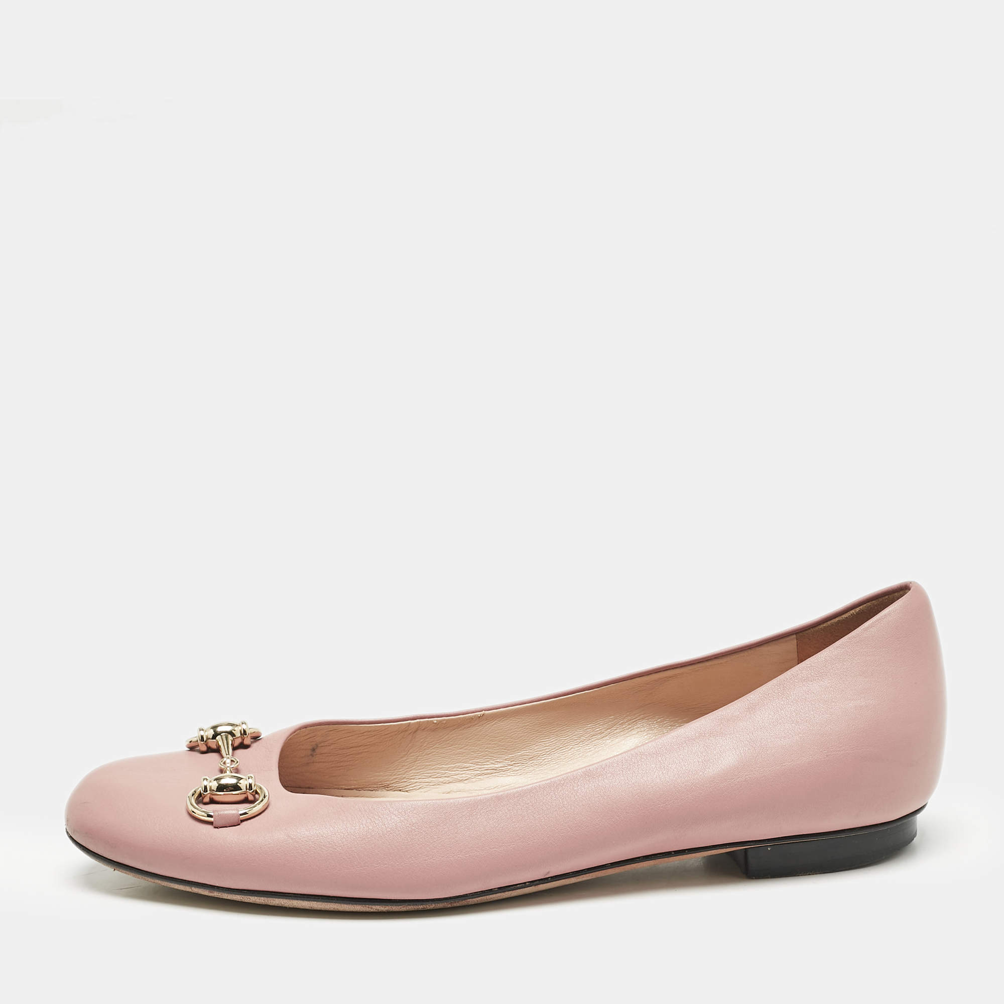Gucci Pink Leather Horsebit Ballet Flats Size 37