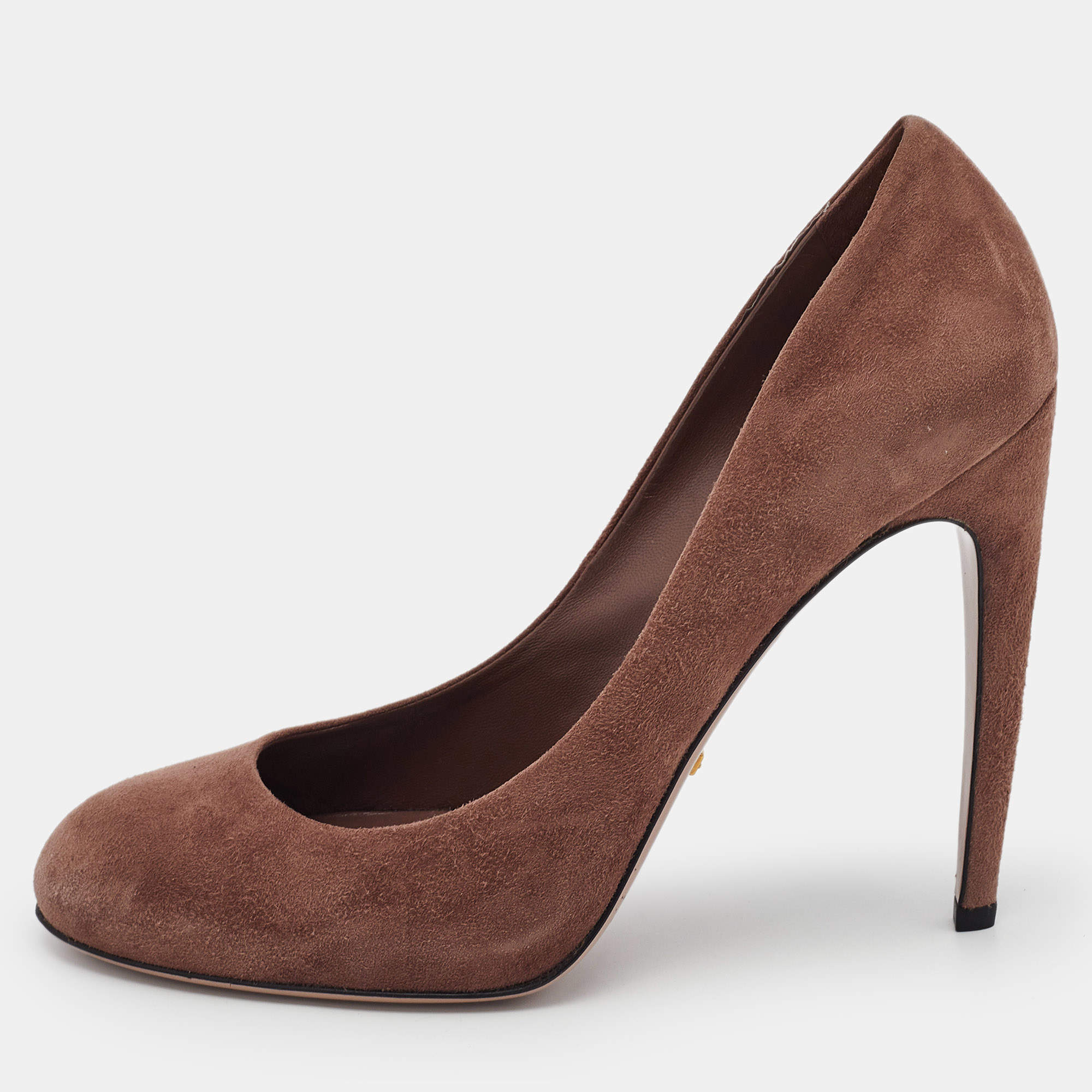 Pre Owned Gucci Brown Suede Goldie Platform Pumps Size 40