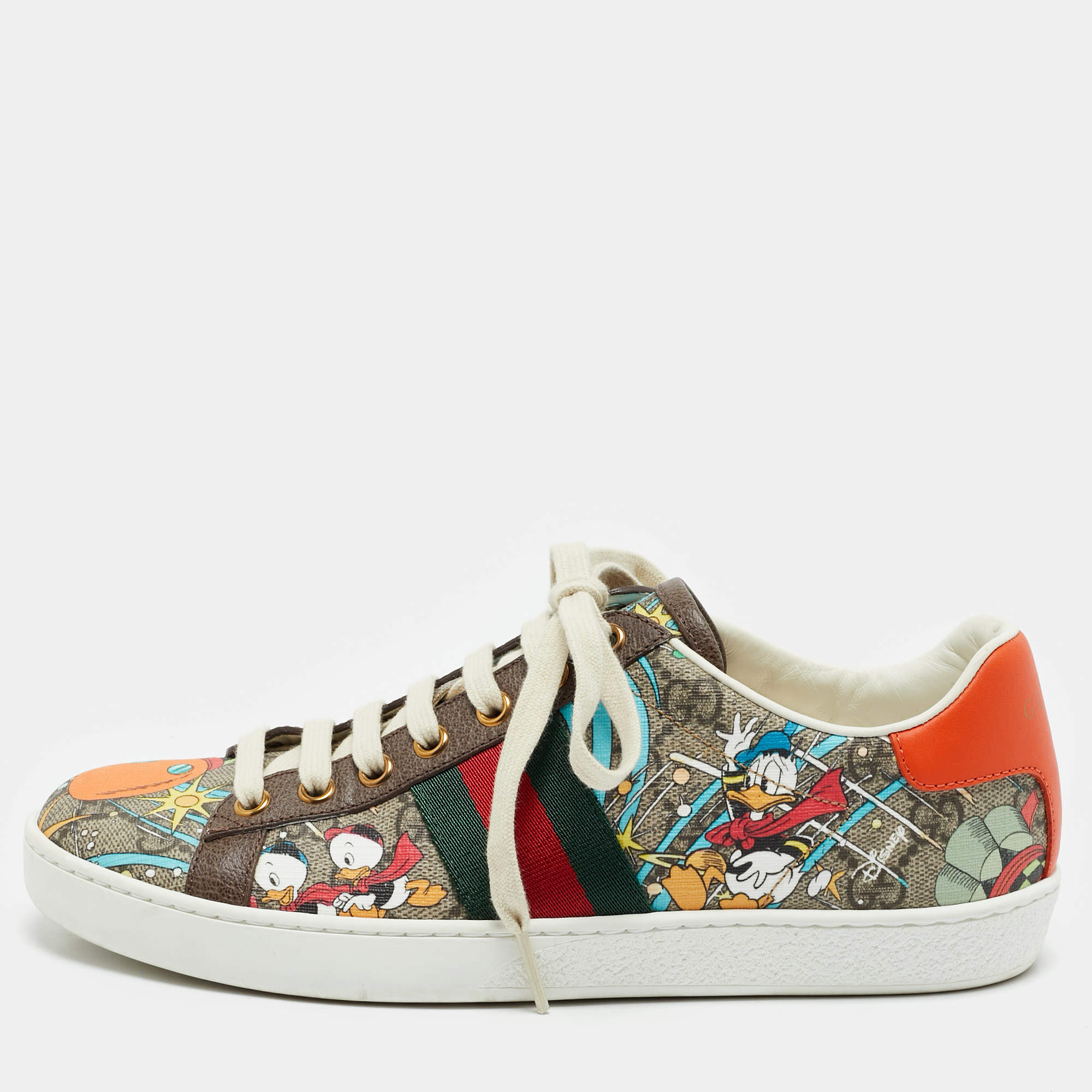 Gucci Multicolor Canvas and Leather Ace Low Top Sneakers Size 36.5