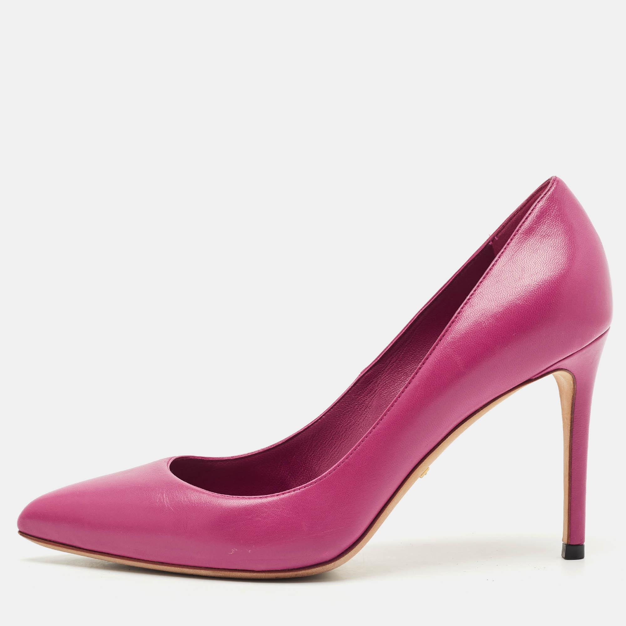 Pre Owned Gucci Purple Leather Brooke Pointed Toe Pumps Size 37