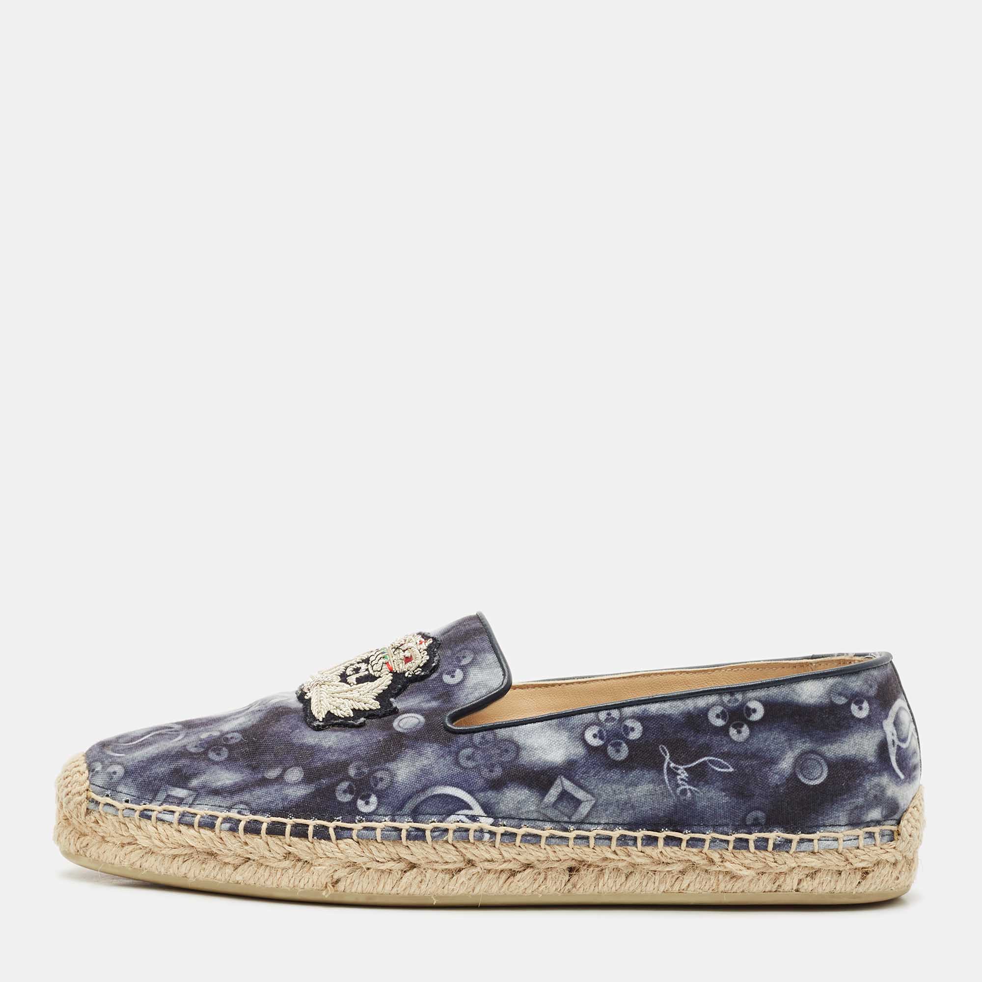 Christian Louboutin Two Tone Fabric Nanou Orlato Espadrille Flats Size 37