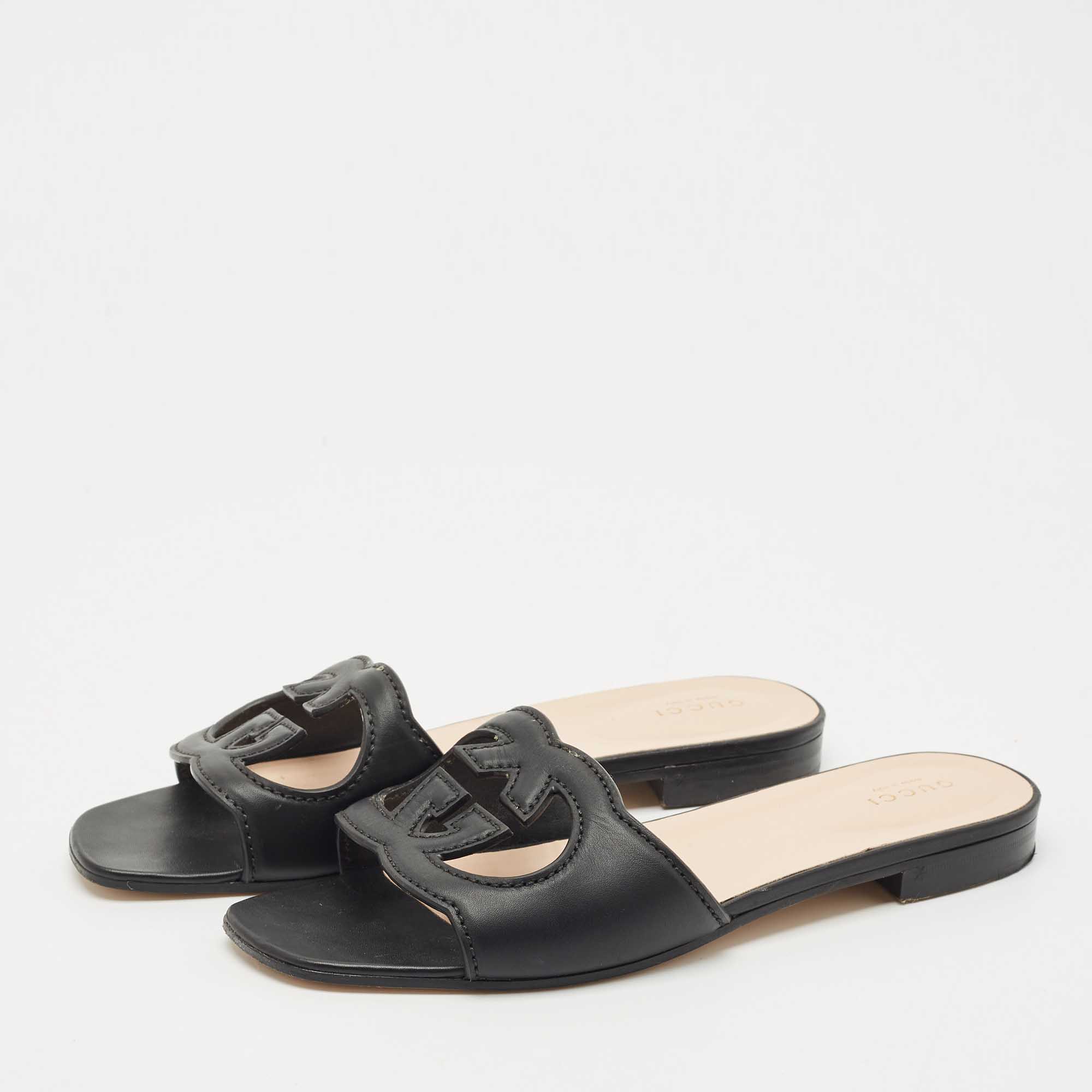Gucci Cream/Black Leather Web Bow Embellished Jane Slide