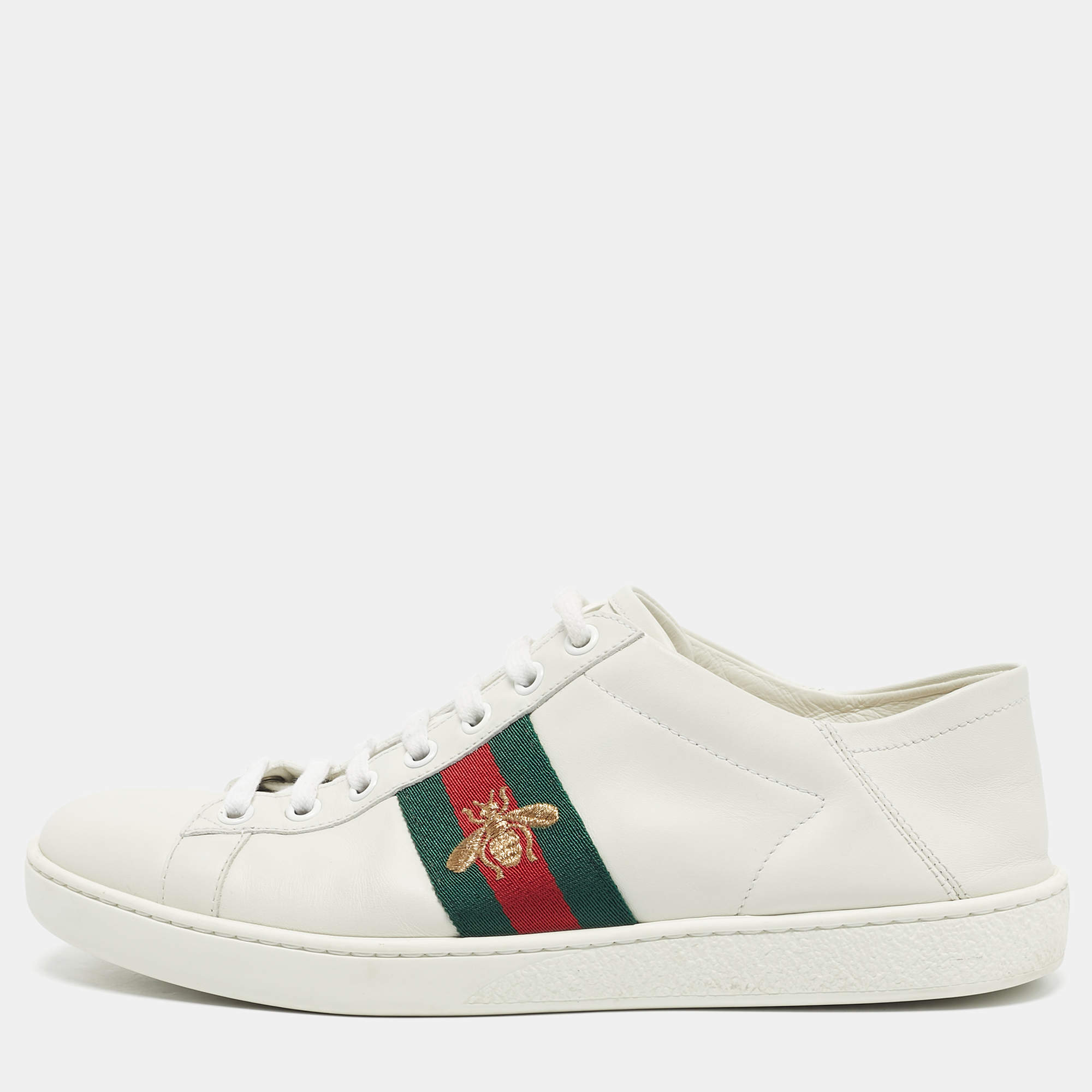 Pre Owned Gucci White Leather Ace Foldable Sneakers Size 39