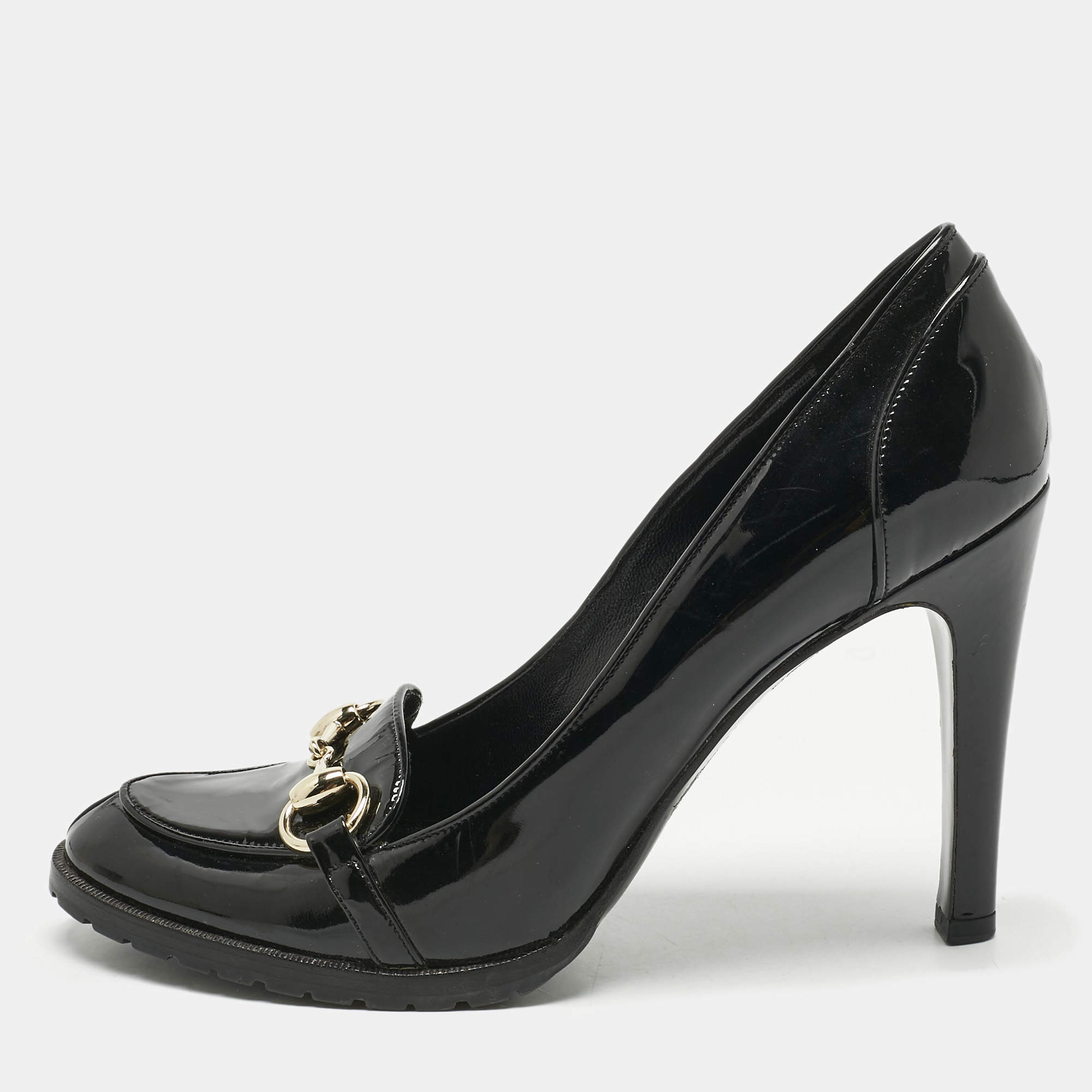 GUCCI ブラック ハイヒール 38 Gucci Heels Platform Sandals 5 38 Black Bamboo Leather Peep