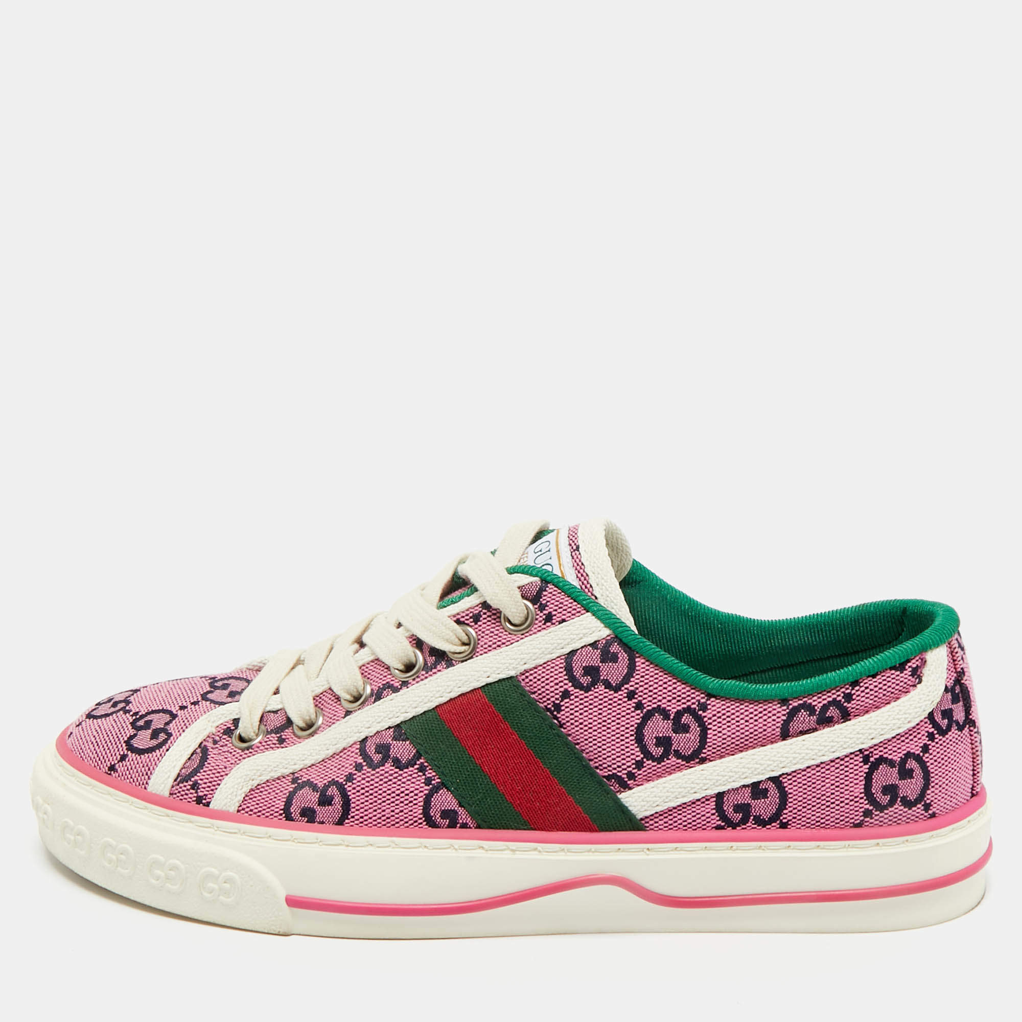 Pre Owned Gucci Purple GG Canvas Tennis 1977 Sneakers Size 36