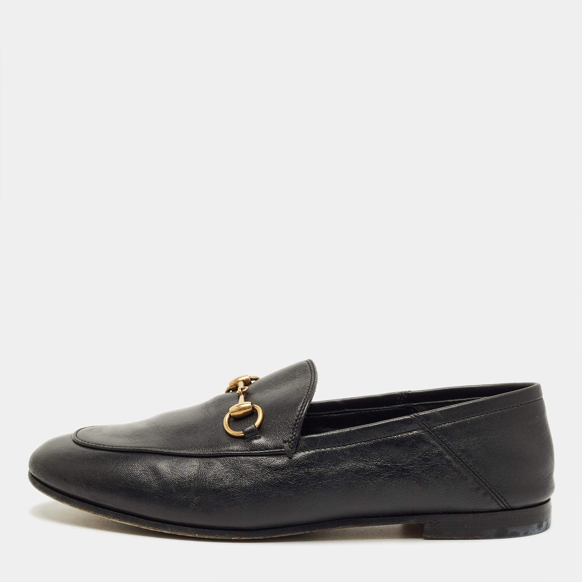 مملوكة مسبقًا Gucci Brixton Foldable Size 36.5 Black Leather Loafers