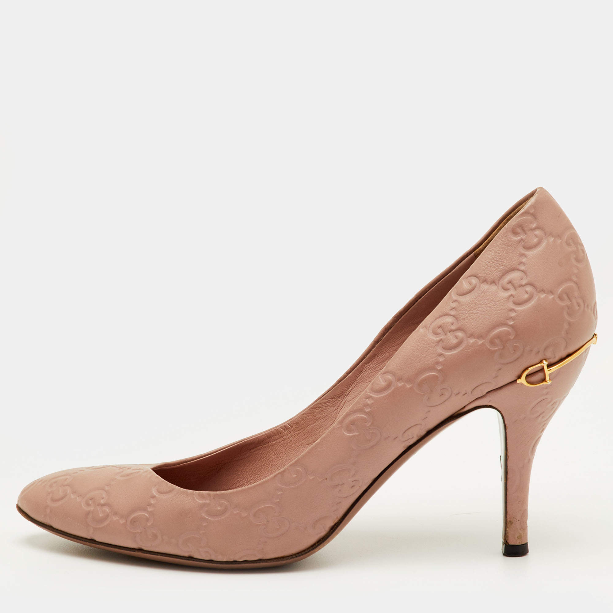 مملوكة مسبقًا Gucci Horsebit Size 40 Pink Guccissima Leather Round Toe Pumps