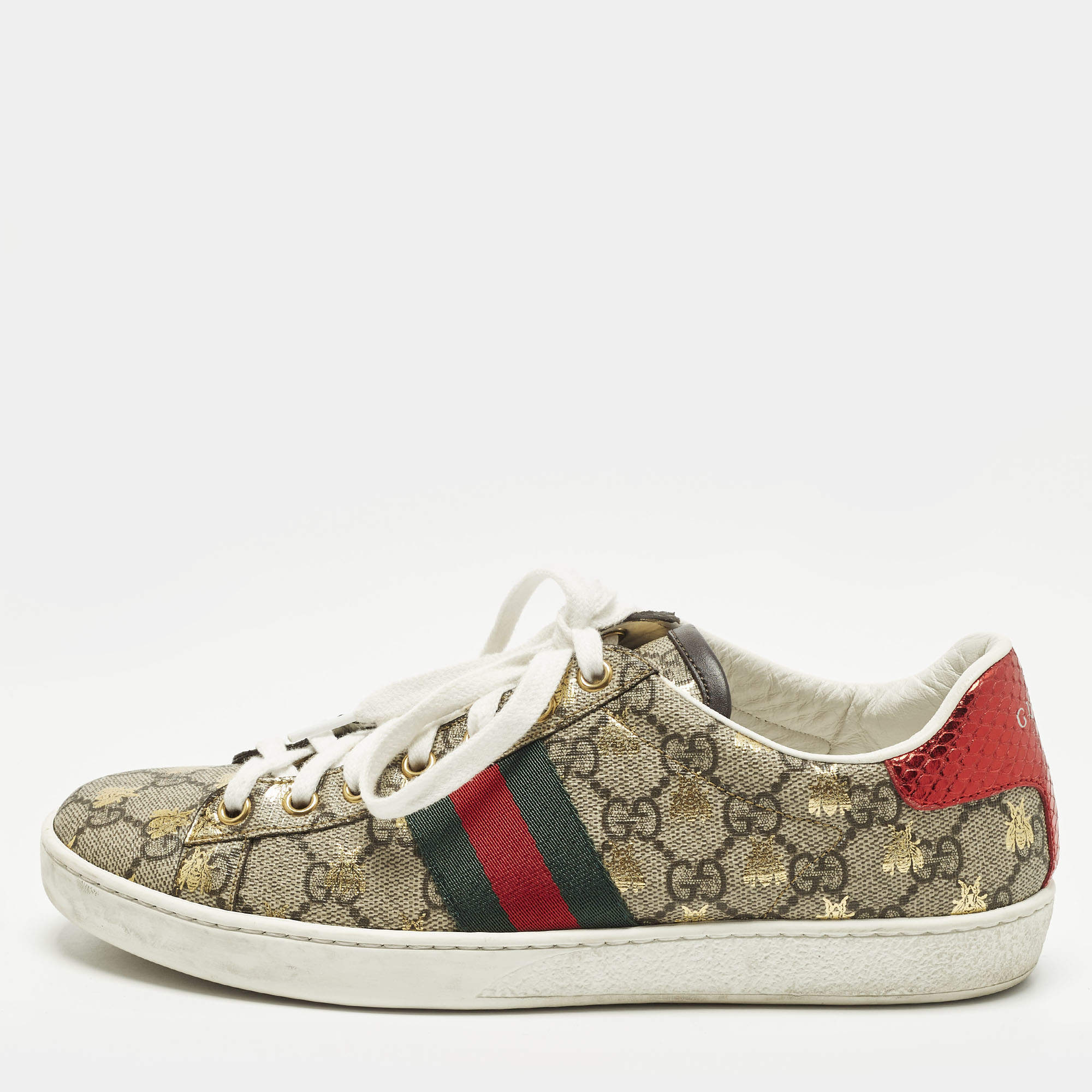 مملوكة مسبقًا Gucci Ace Size 39 Beige/Brown GG Supreme Canvas Low Top Sneakers