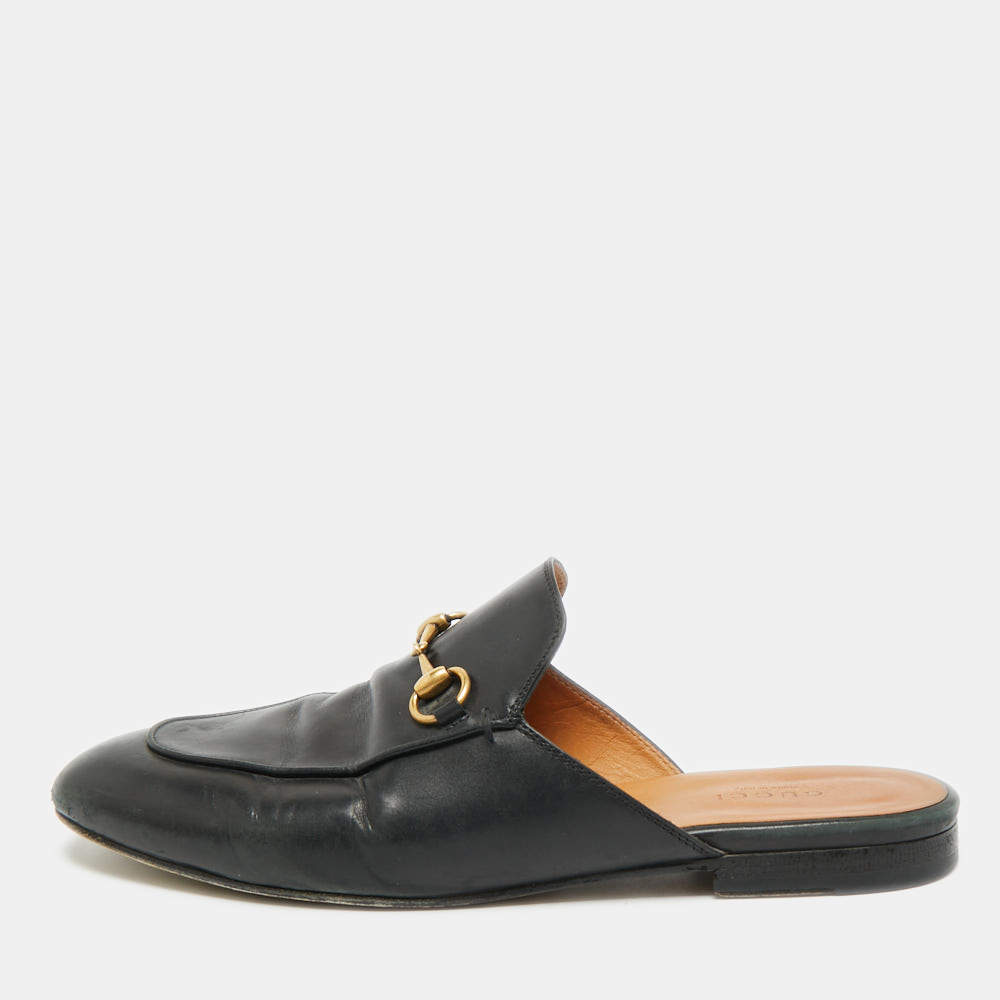 مملوكة مسبقًا Gucci Princetown Size 39 Black Leather Flat Mules