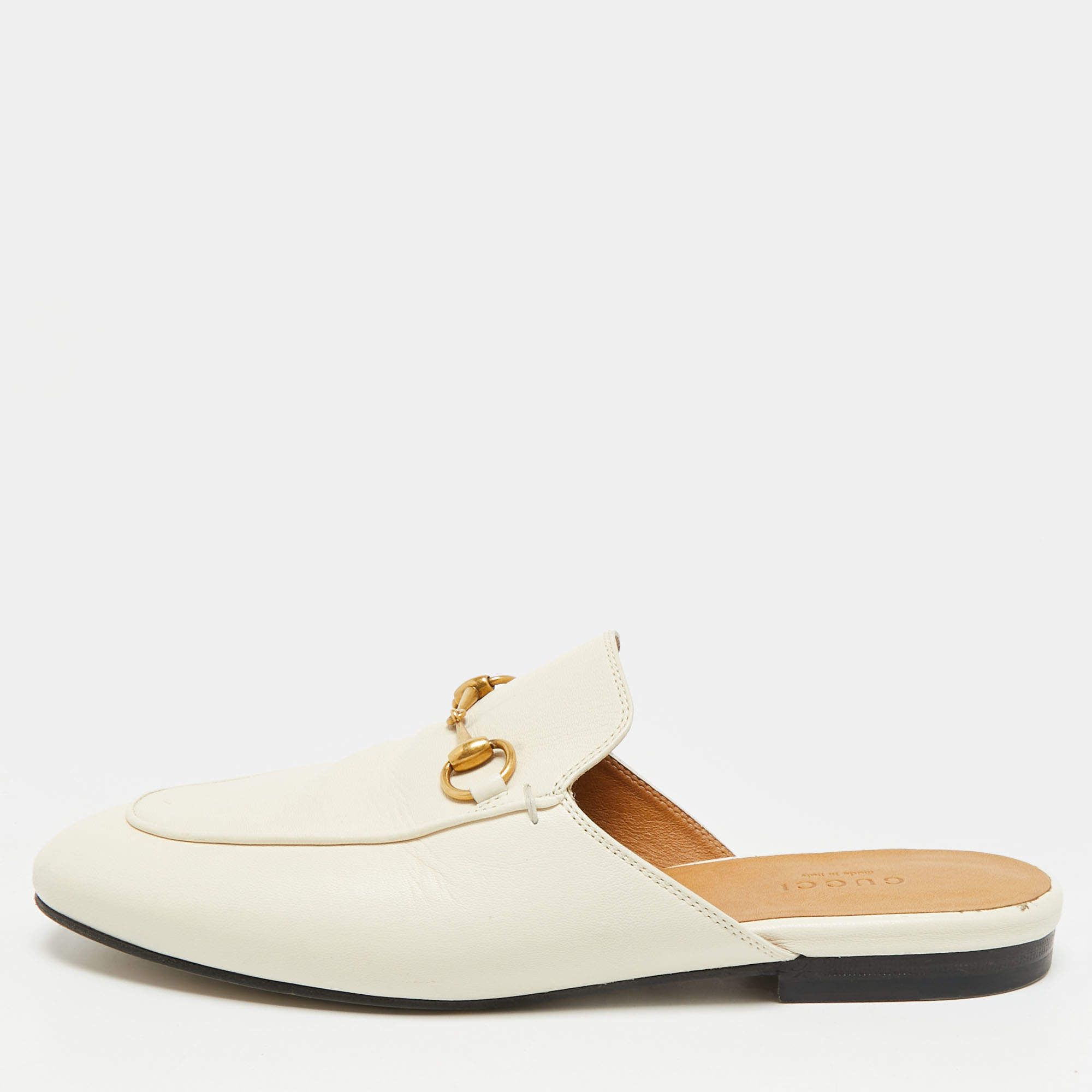 مملوكة مسبقًا Gucci Princetown Size 38 Cream Leather Mules
