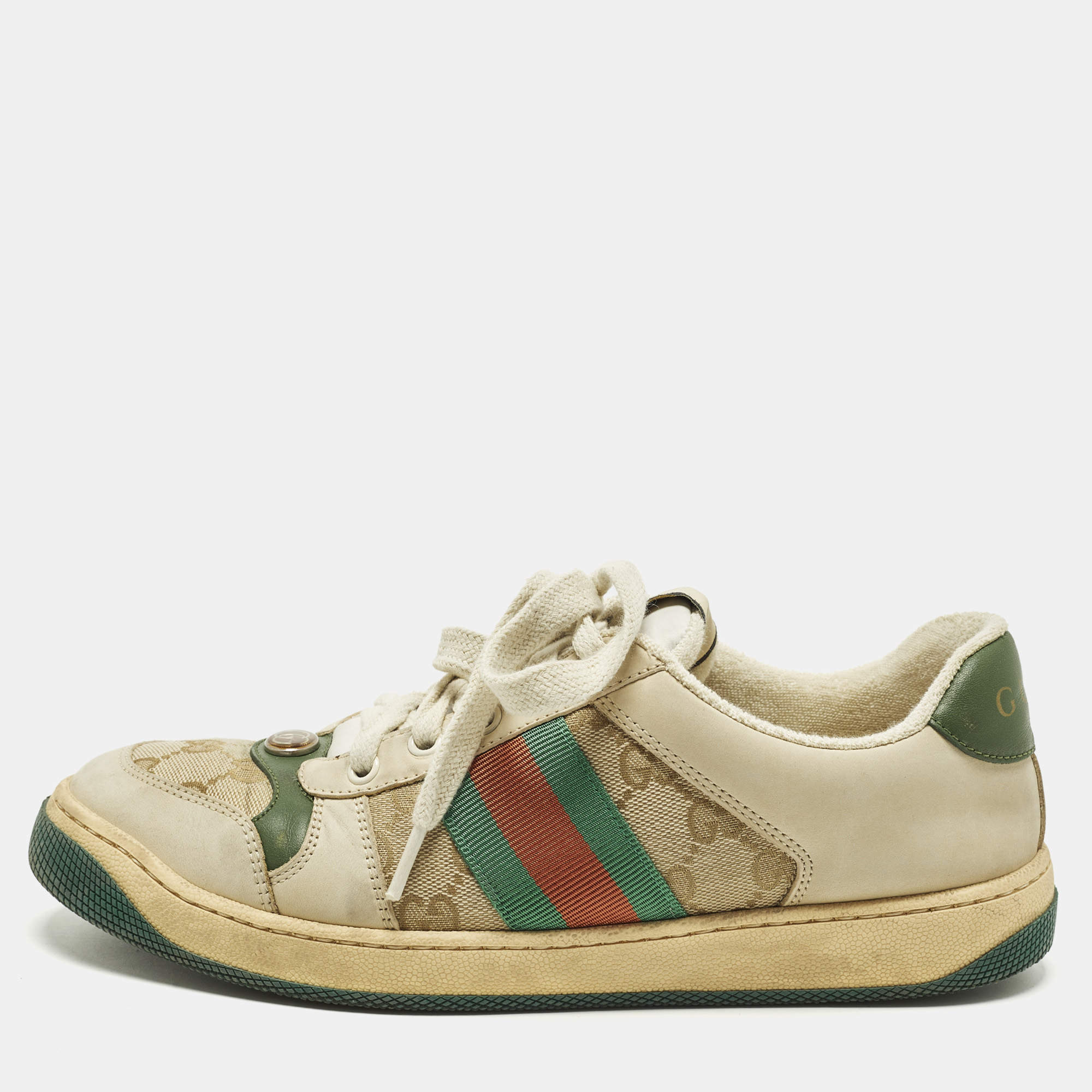 مملوكة مسبقًا Gucci Screener Size 39.5 Multicolor Canvas and Leather Low Top Sneakers
