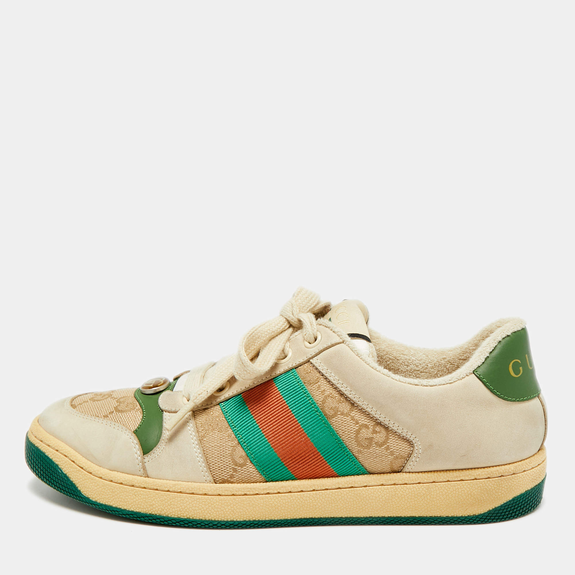 مملوكة مسبقًا Gucci Screener Size 37 Multicolor GG Canvas and Nubuck Leather Low Top Sneakers