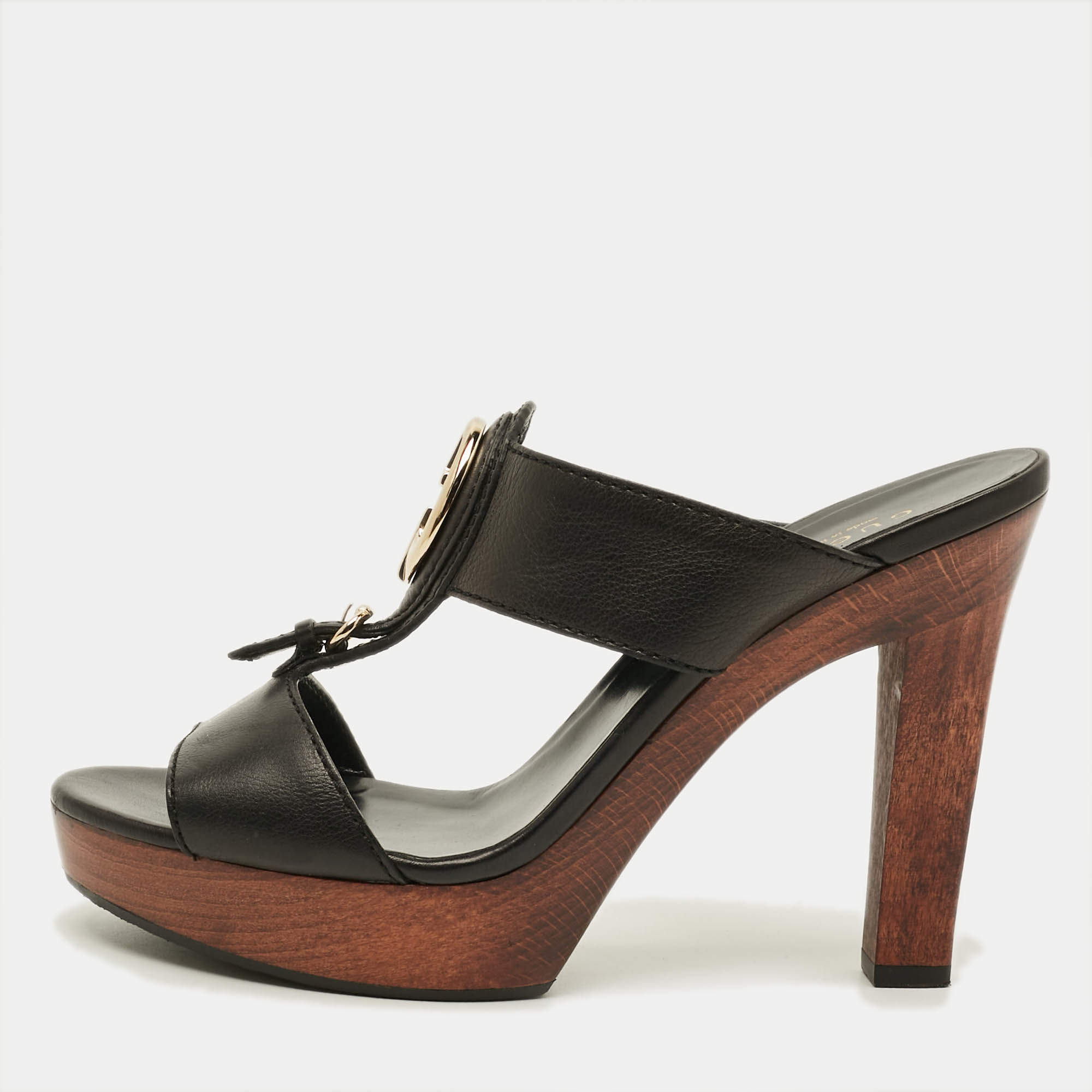 مملوكة مسبقًا خُفَاف خشبية غوتشي غوتشيسما سوداء مقاس 37.5