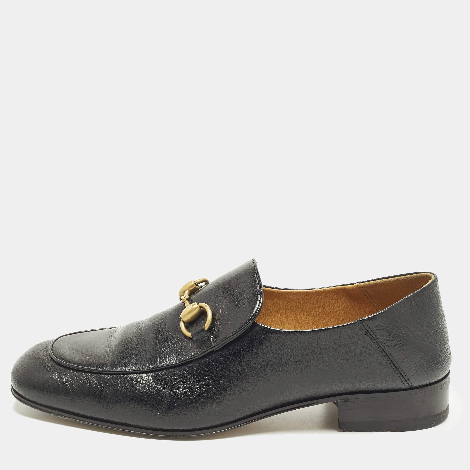 Pre Owned Gucci Horsebit Size 40 Black Leather Foldable Loafers
