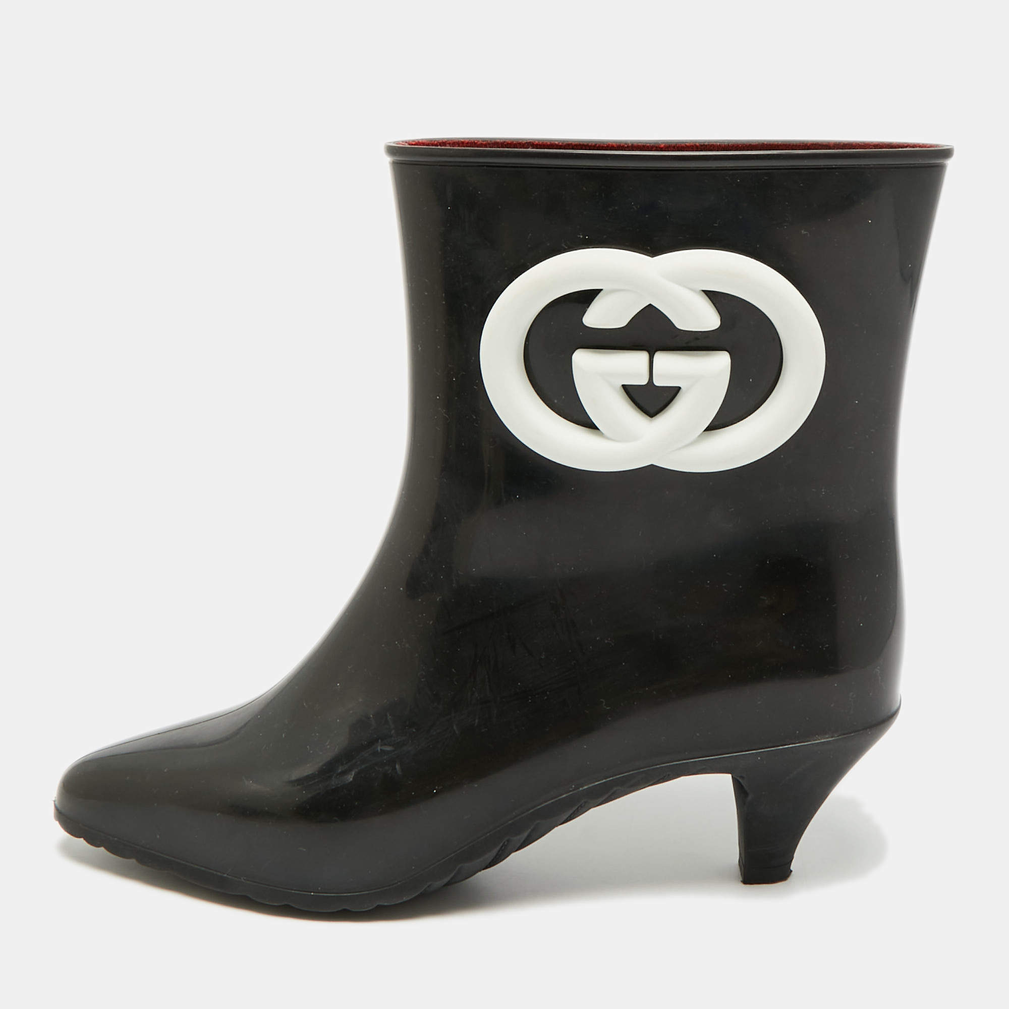 مملوكة مسبقًا Gucci Size 37 Black Rubber Ankle Length Boots