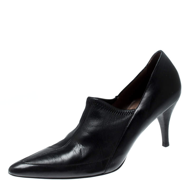Gucci Black Leather Pointed Toe Loafer Pumps Size 38