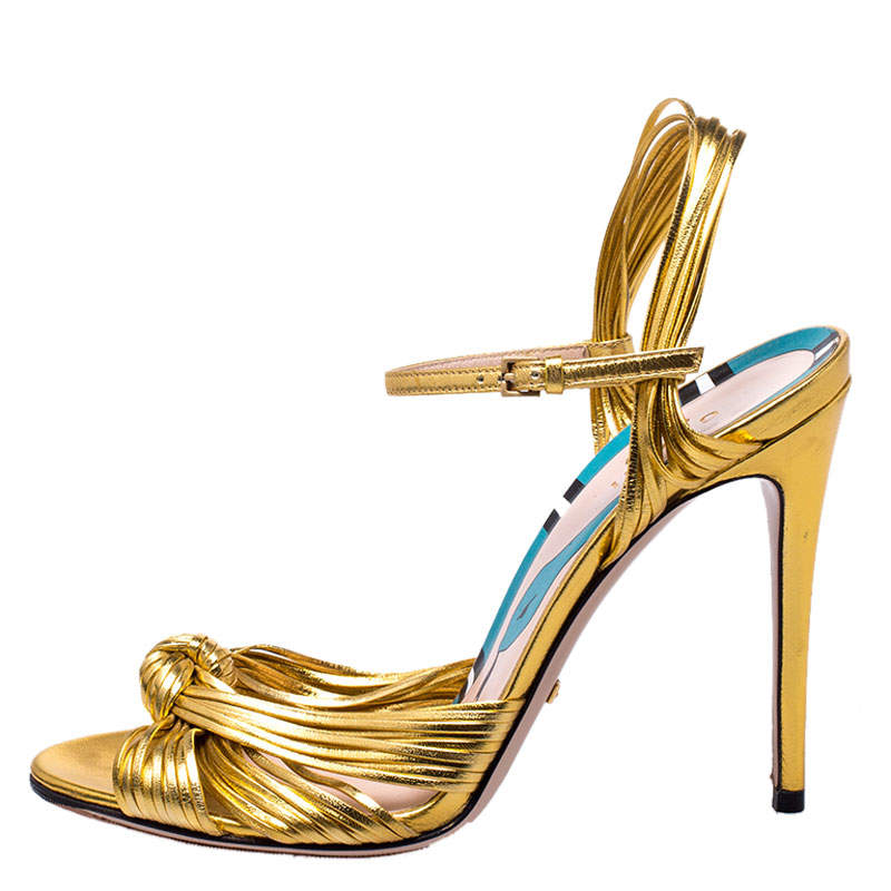 gucci allie knotted sandals gold