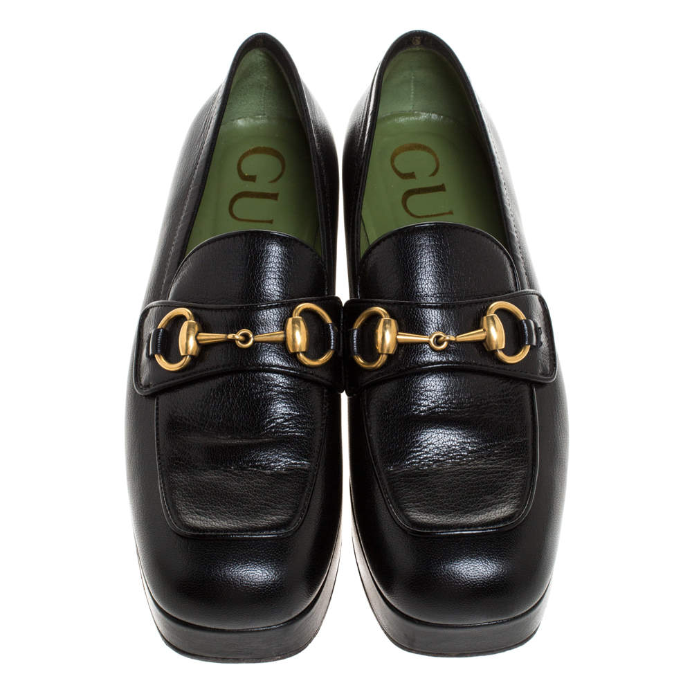 gucci calfskin horsebit platform loafers 36 black