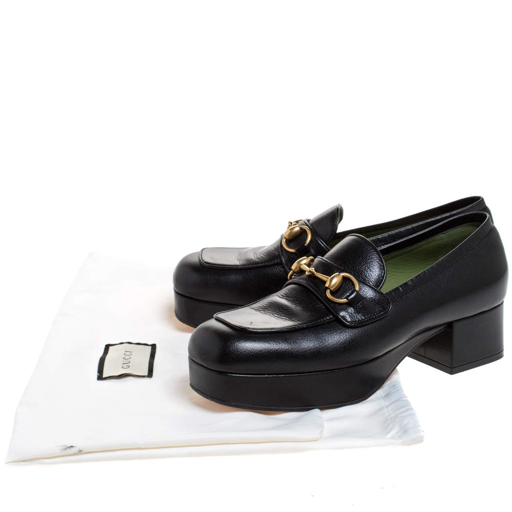 gucci calfskin horsebit platform loafers 36 black