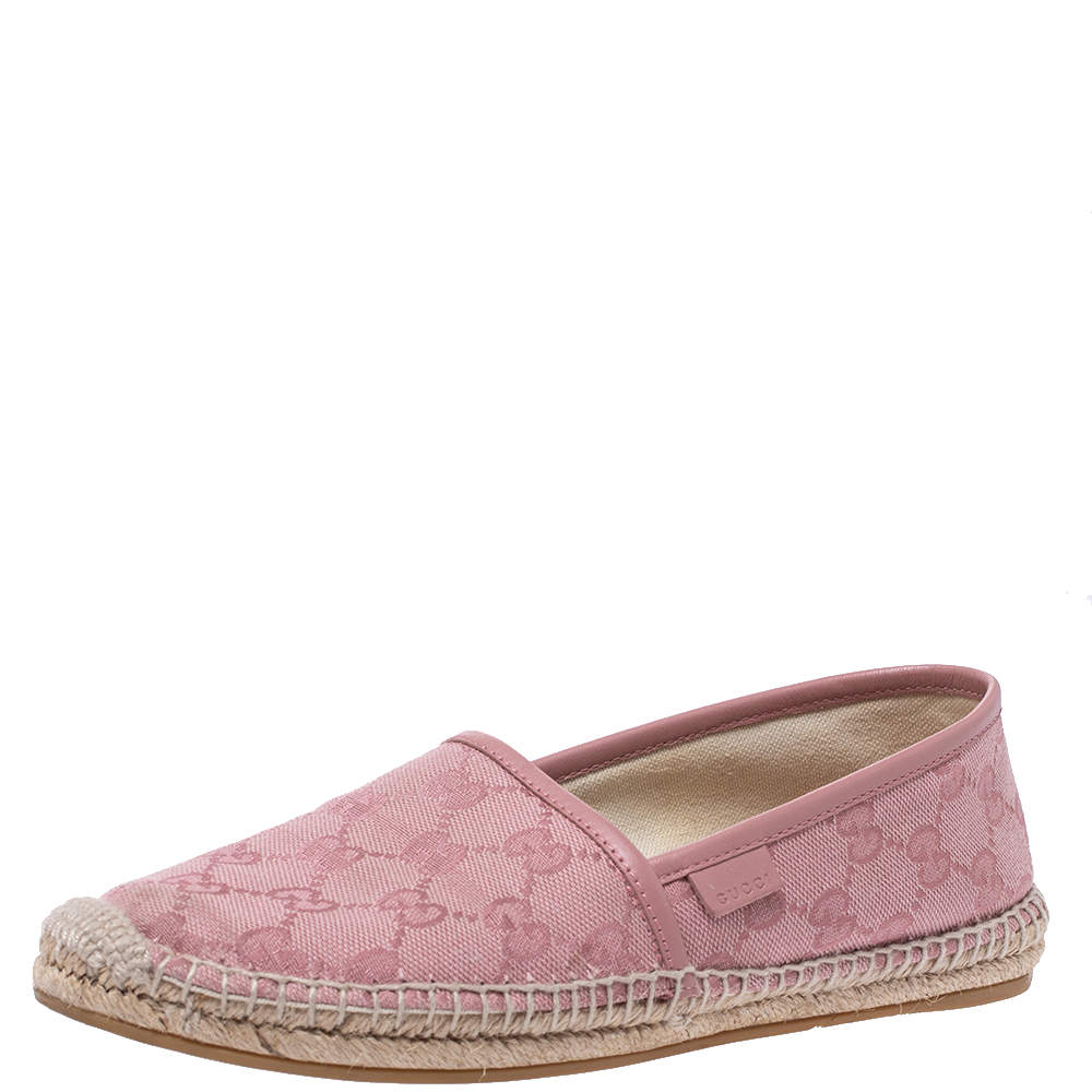 Gucci Pink GG Canvas Slip On Espadrille Flats Size 37.5 Gucci | The ...