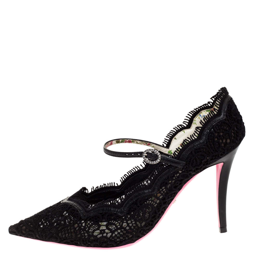 gucci virginia lace mary jane pumps