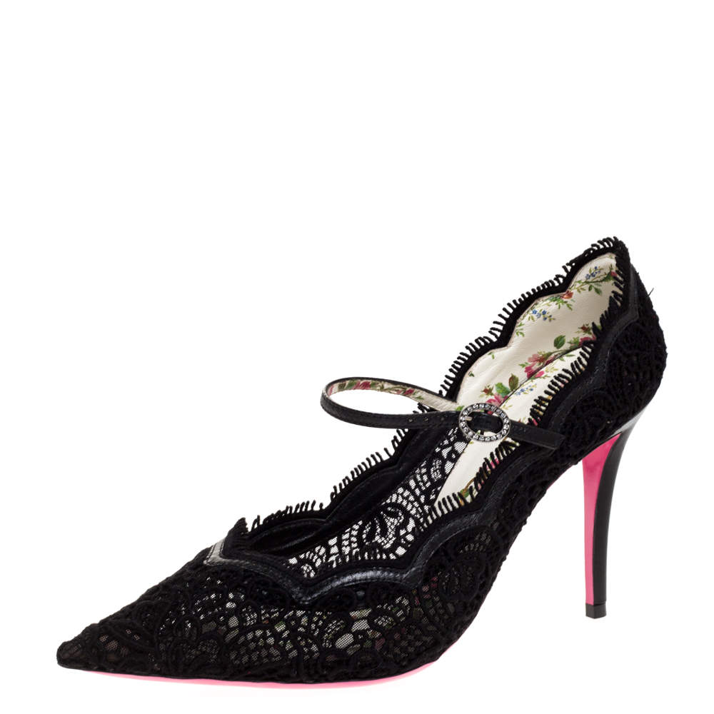 gucci virginia lace mary jane pumps