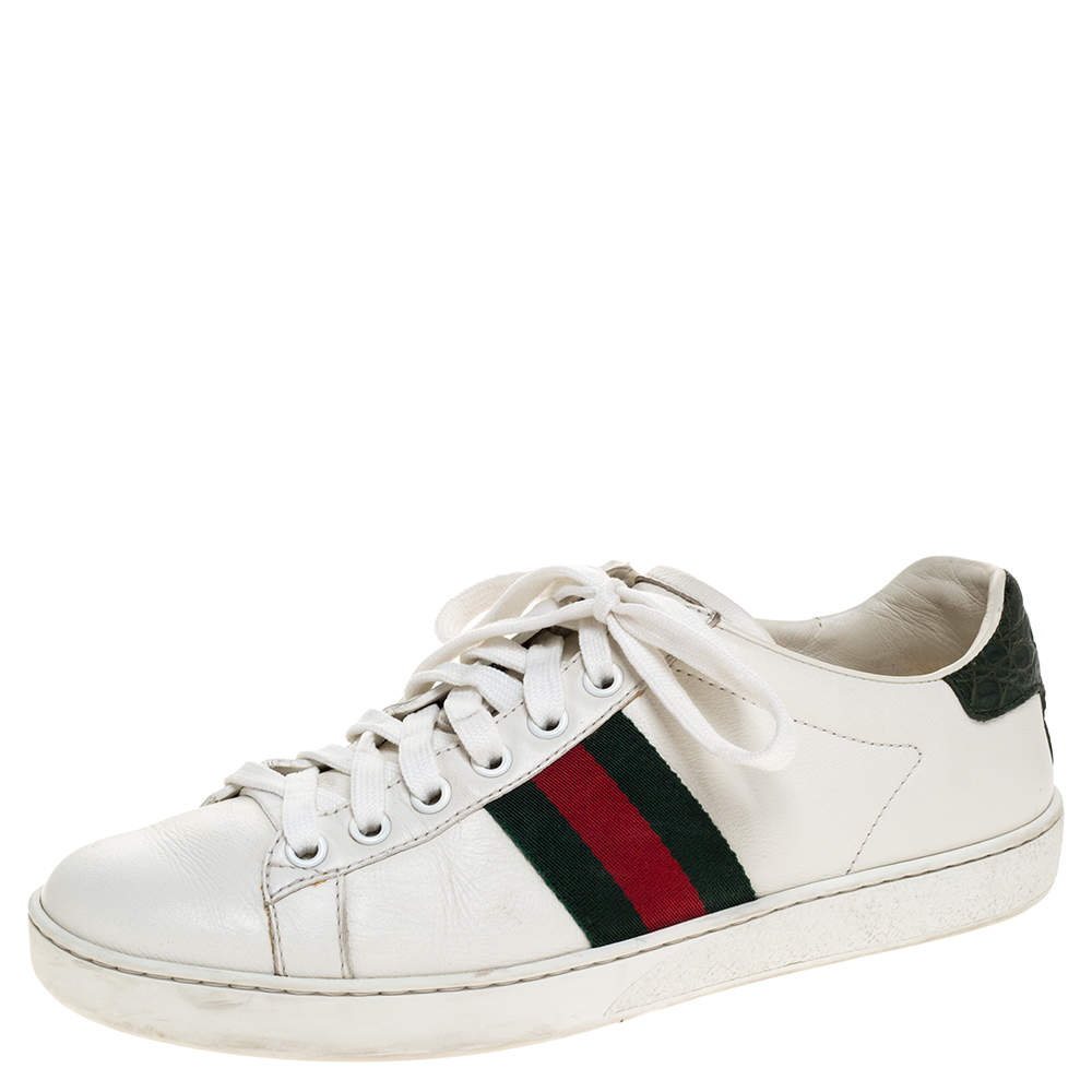 Gucci White Leather Ace Low Top Sneakers Size 36.5