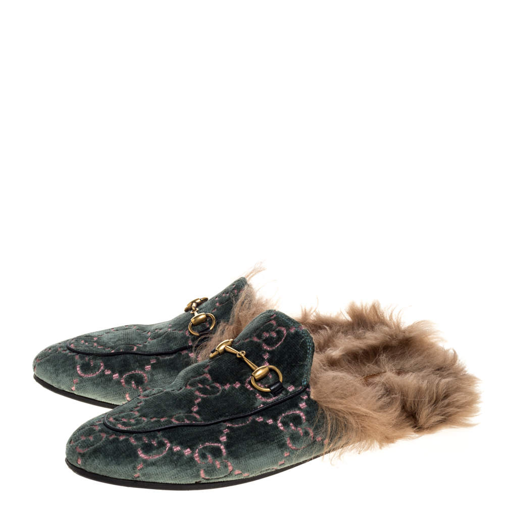 gucci princetown green velvet