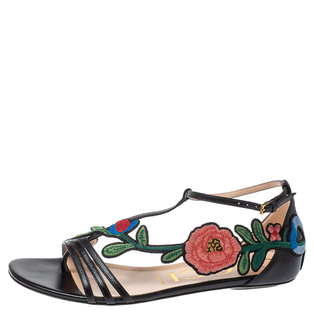 gucci embroidered sandals