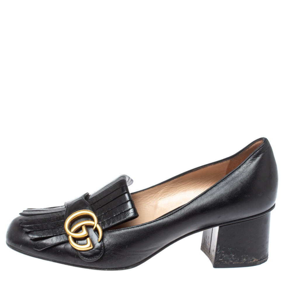 Gucci Marmont 55 Tassel Leather Loafers In Black