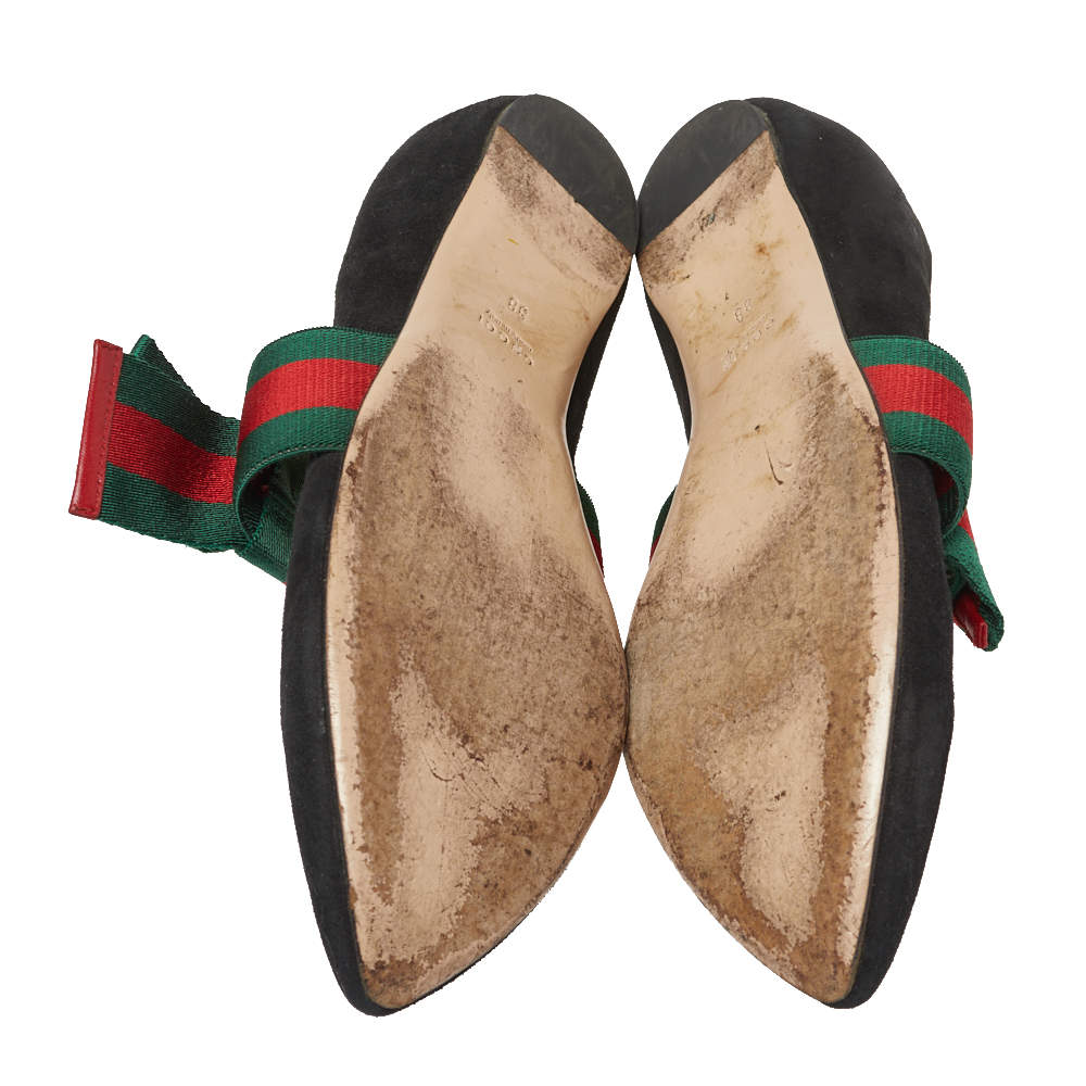 Gucci suede ballet flat with web bow deals