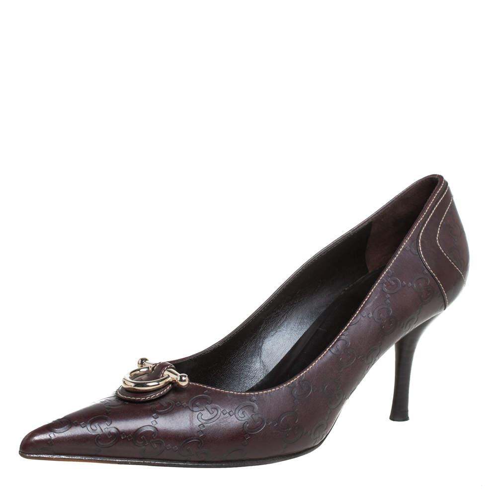 Gucci Brown Guccissima Leather Pointed Toe Pumps Size 41
