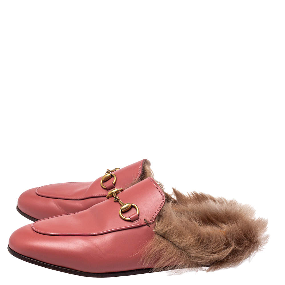 Rute form Uddybe Gucci Pink Leather And Fur Princetown Sandals Size 36.5 Gucci | TLC