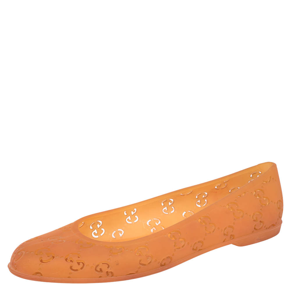 مملوكة مسبقًا Gucci Orange GG Jelly Ballet Flats Size 41