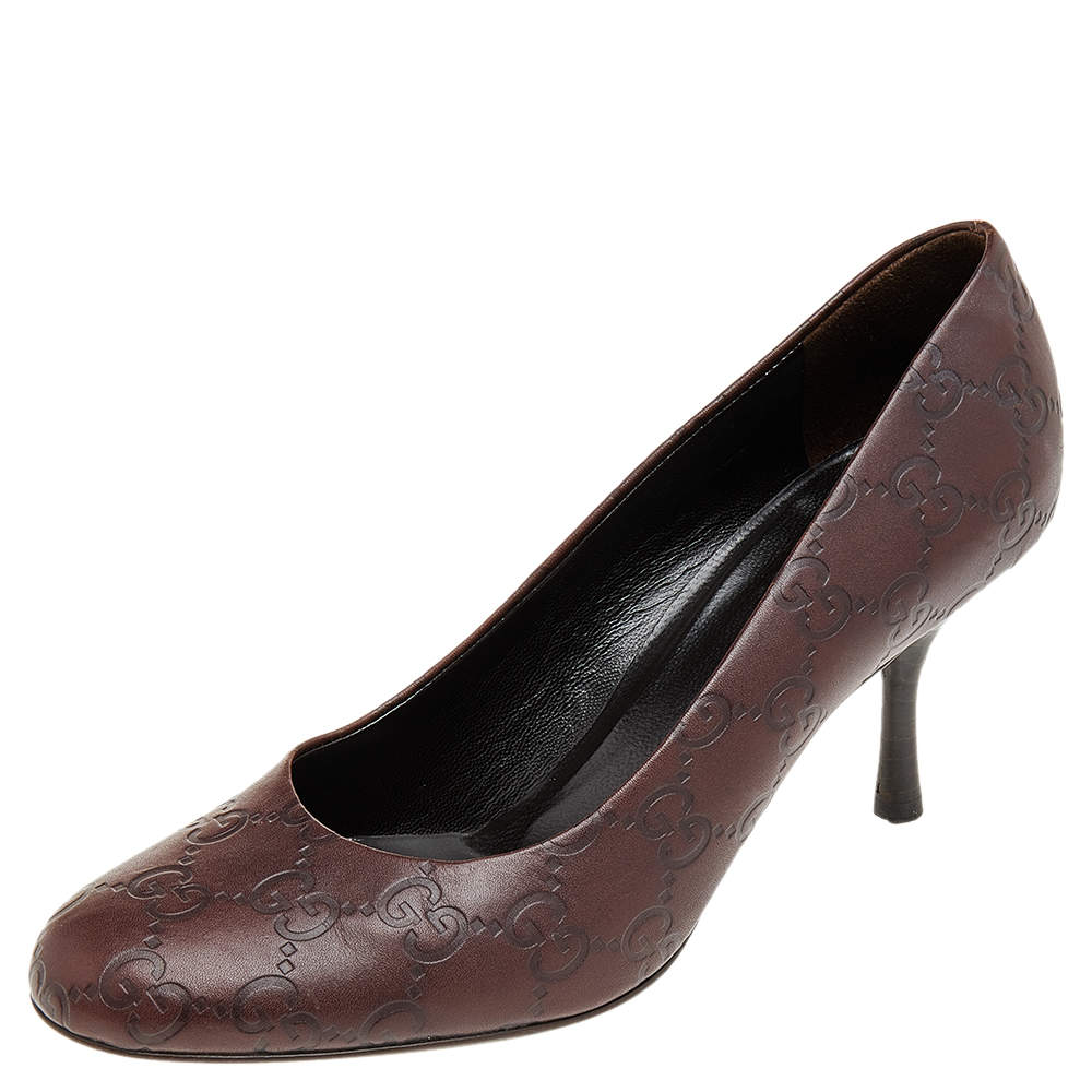 Pre Owned Gucci Brown Guccissima Leather Pumps Size 36