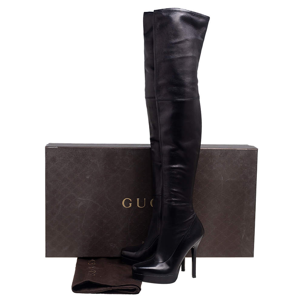 Gucci Grey Suede Platform Over Knee High Boots Size 37 Gucci