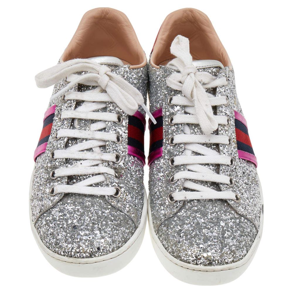 Gucci ace glitter sneakers pink on sale