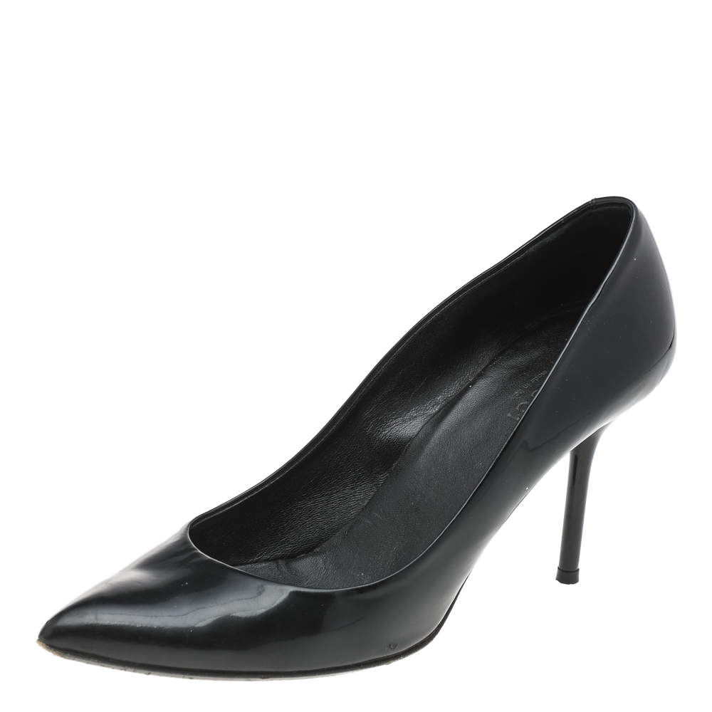 Gucci Black Patent Leather Pointed Toe Pumps Size 37