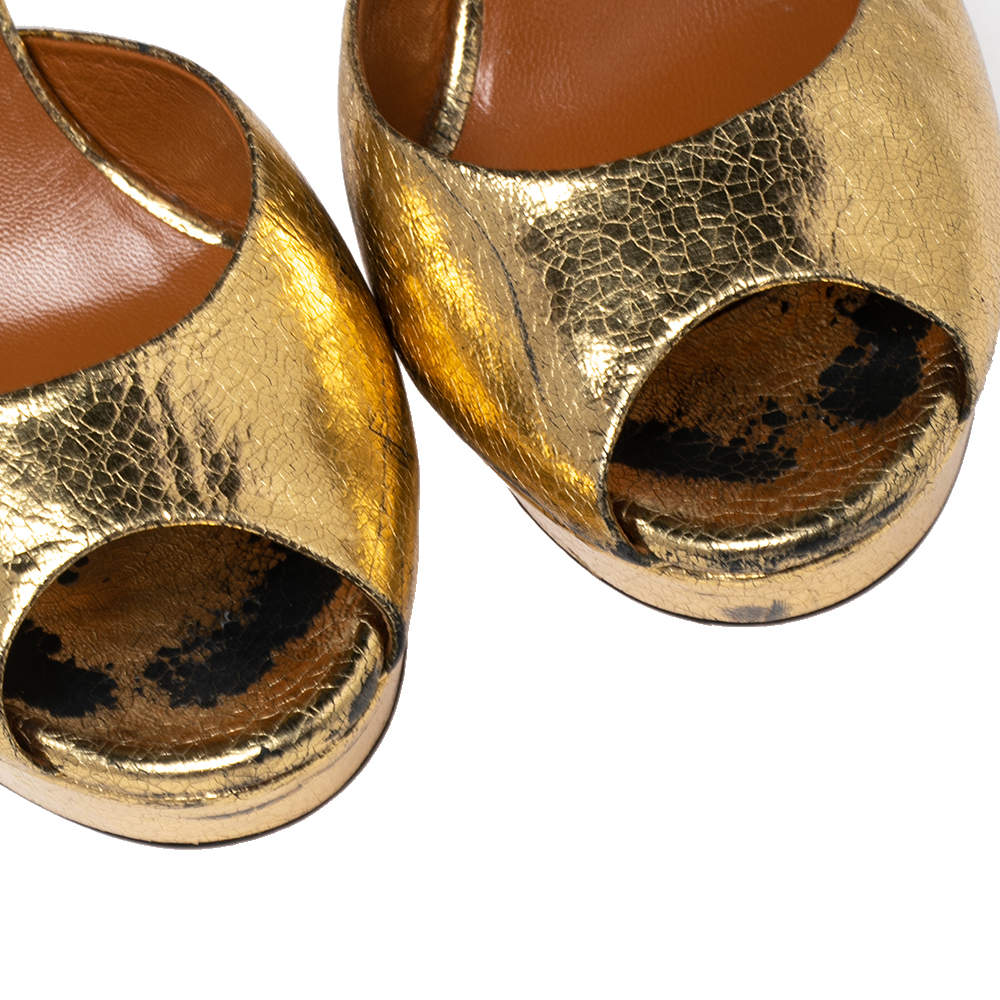 2024 Gucci goldene Plateau peep toes