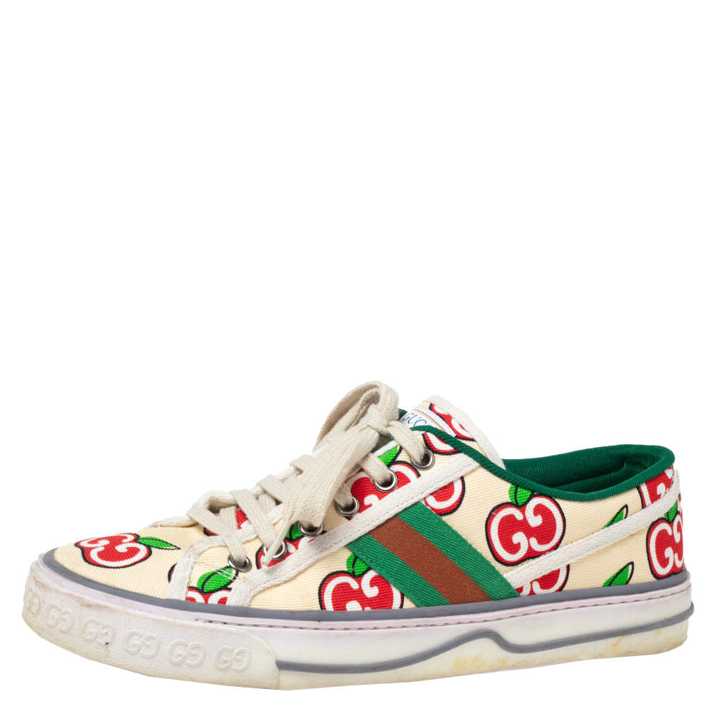 Gucci Multicolor Canvas Tennis 1977 GG Apple Print Low Top Sneakers ...